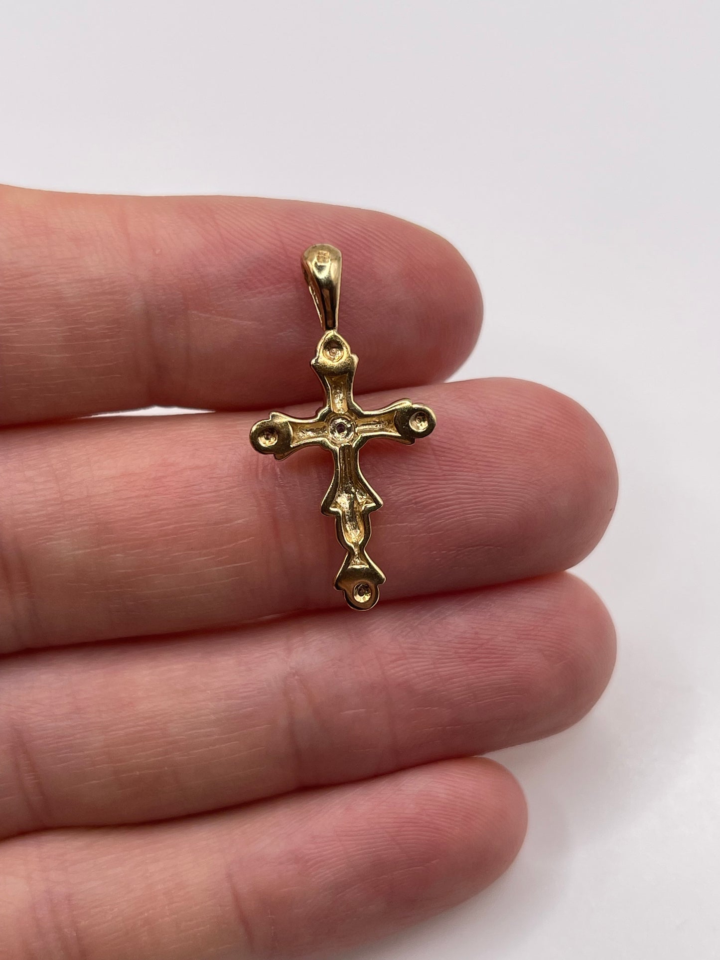 9ct gold sapphire and diamond cross pendant