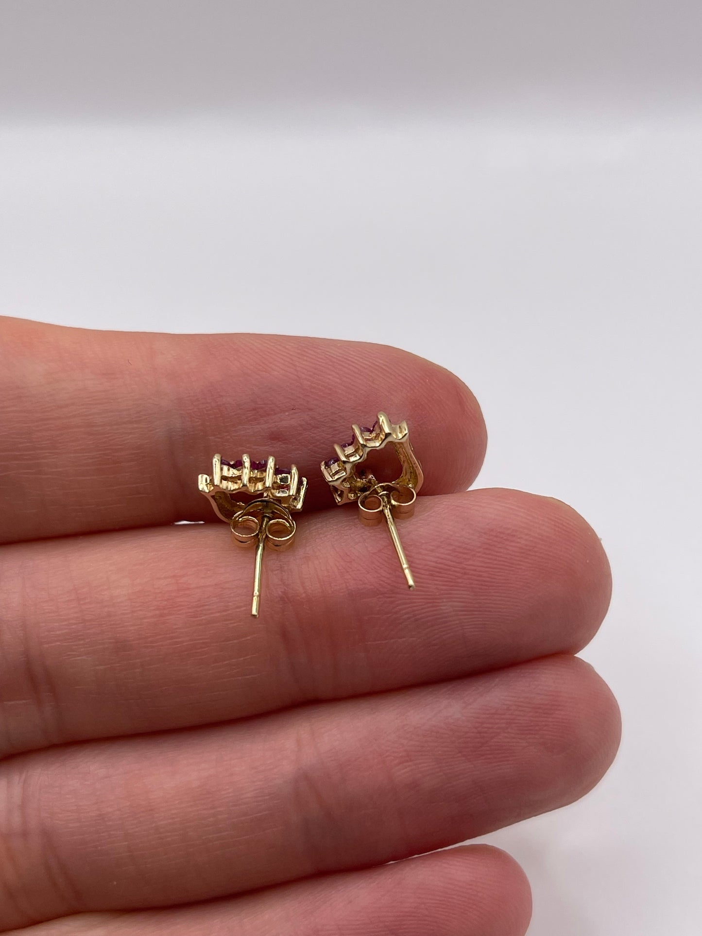 9ct gold ruby heart earrings