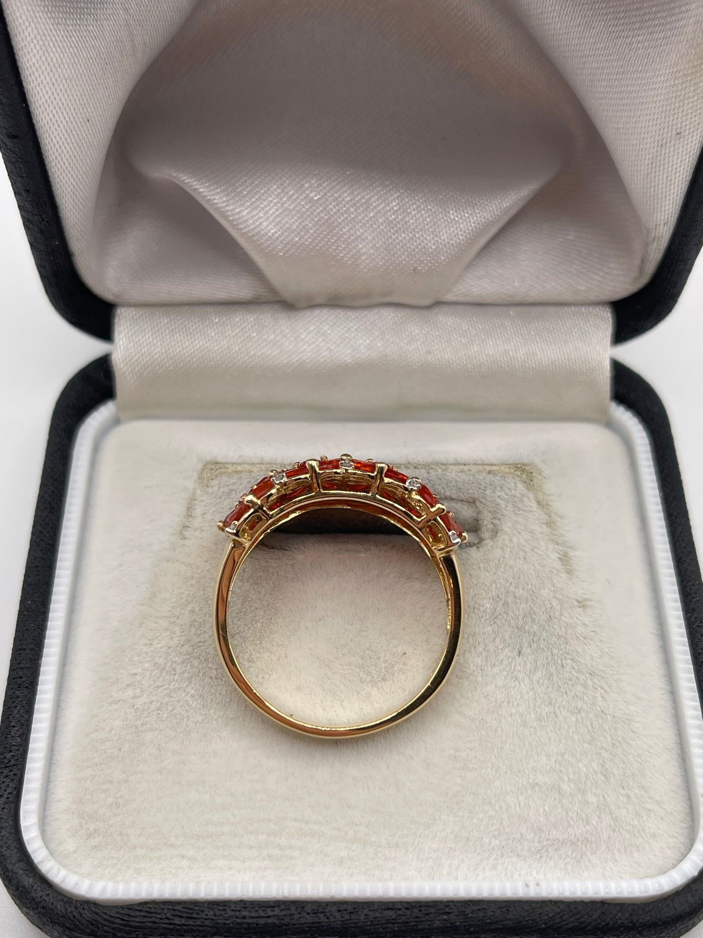 14ct gold fire opal and zircon ring
