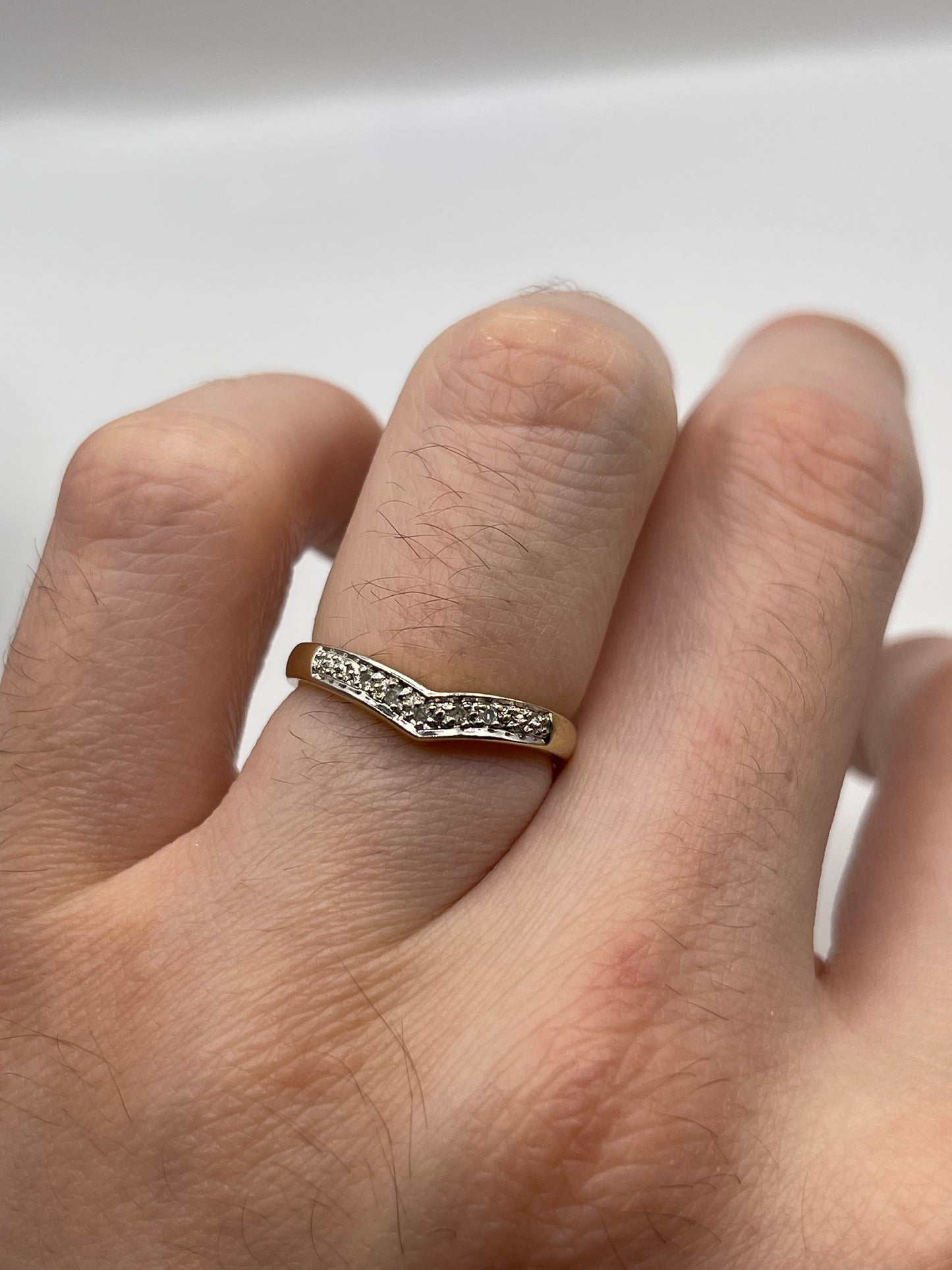 9ct gold diamond wishbone ring