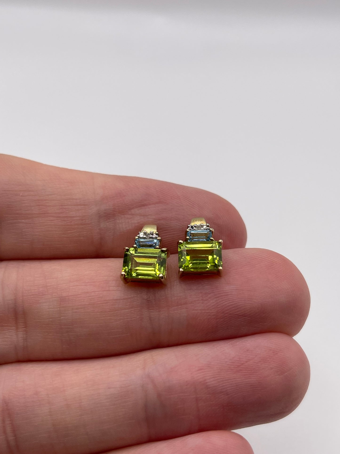 9ct gold peridot, topaz and diamond earrings