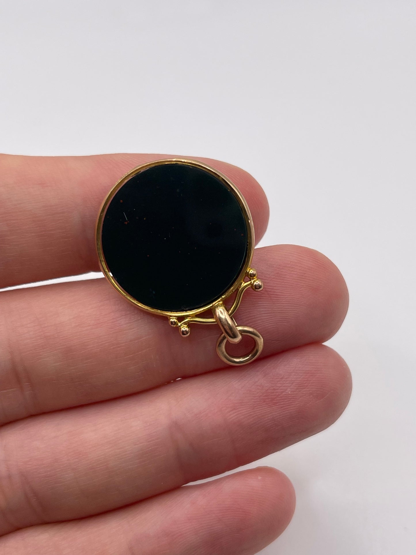 9ct rose gold bloodstone fob pendant