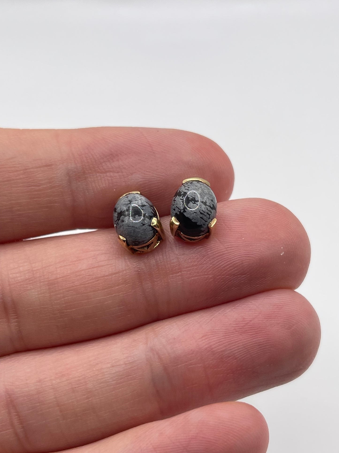 9ct gold obsidian earrings