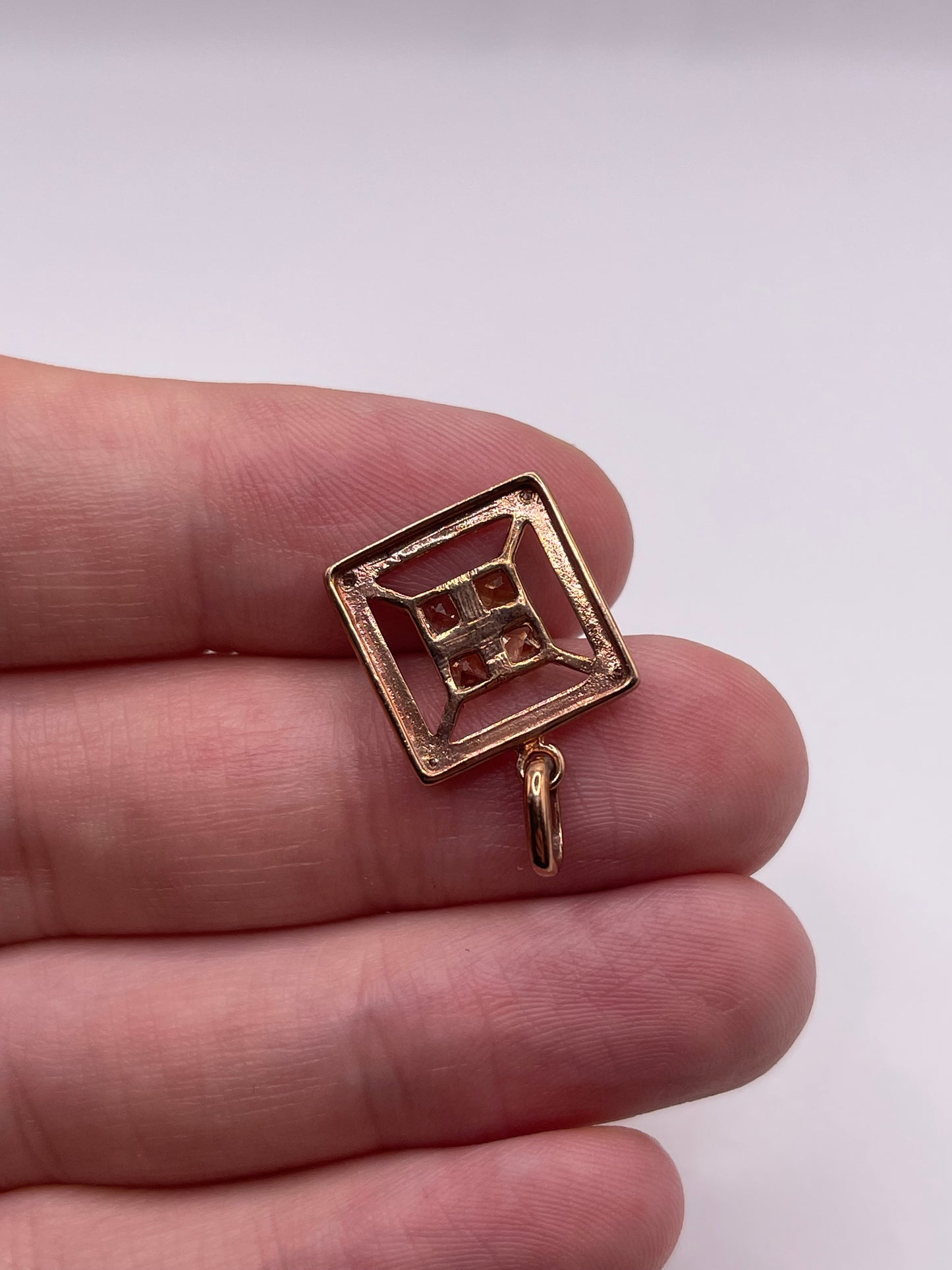 9ct rose gold citrine and diamond pendant