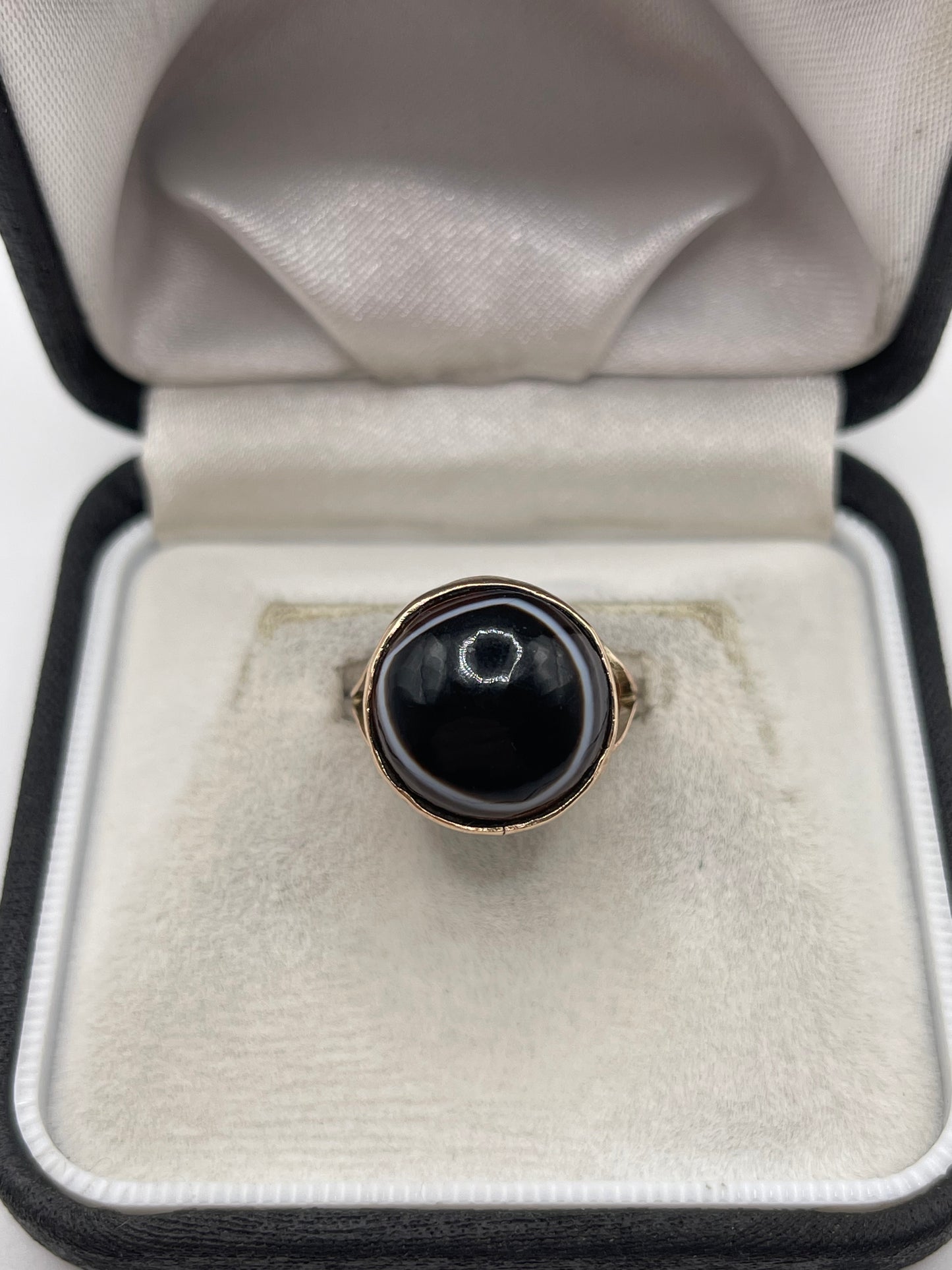 9ct rose gold bullseye agate ring