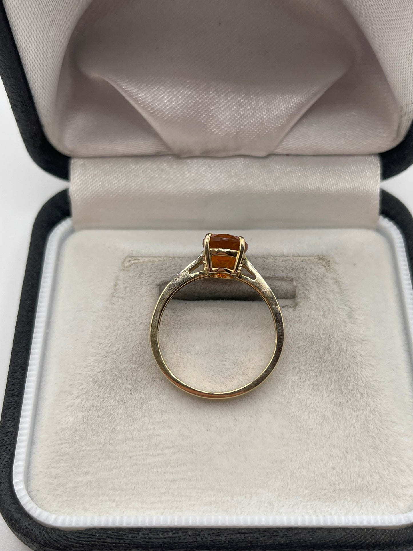 9ct gold fire opal and zircon ring