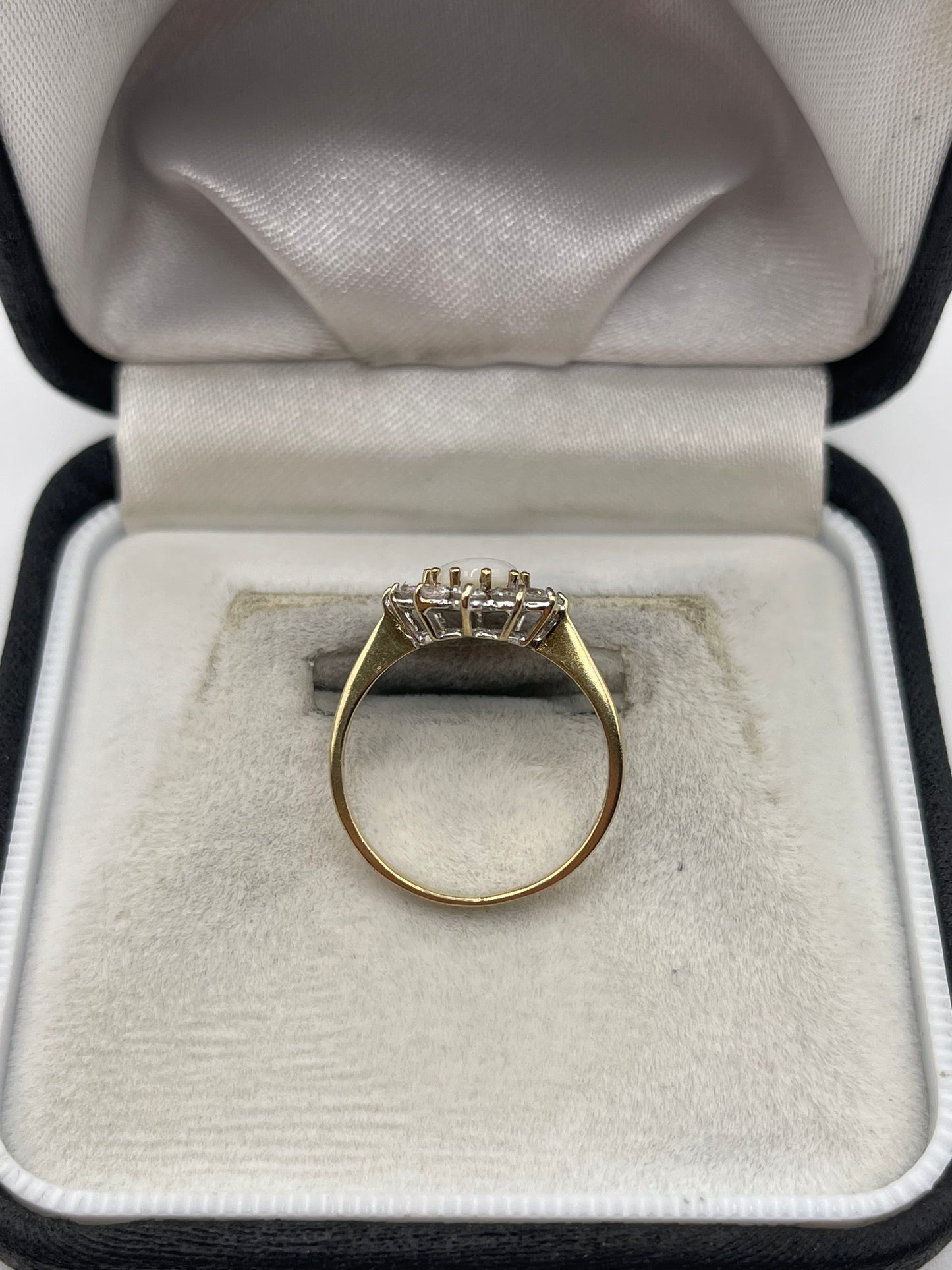 9ct gold opal and cz ring