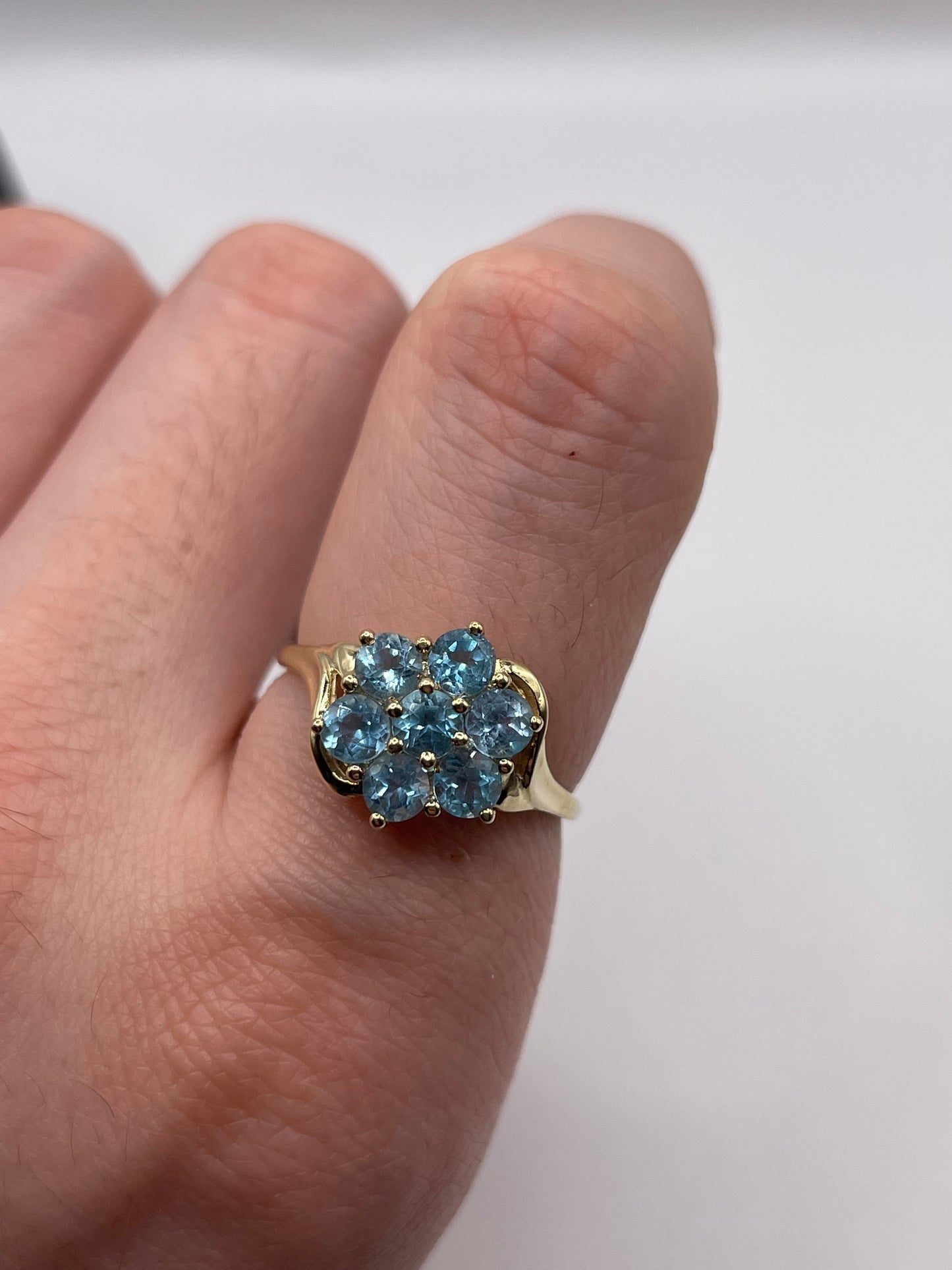 9ct gold blue topaz cluster ring