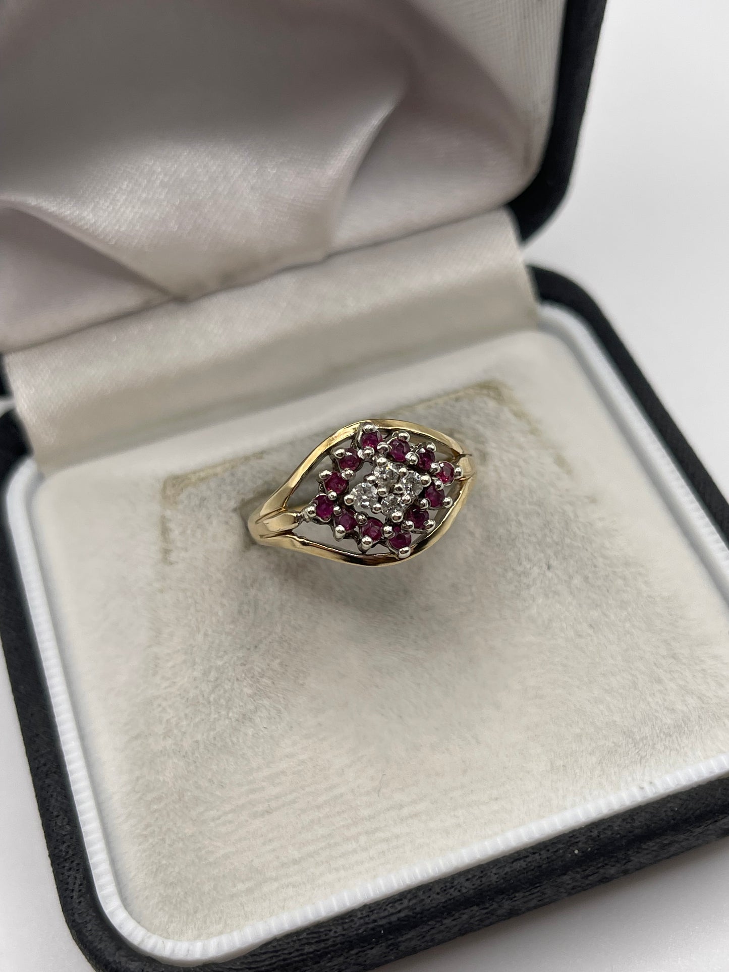 9ct gold ruby and diamond ring