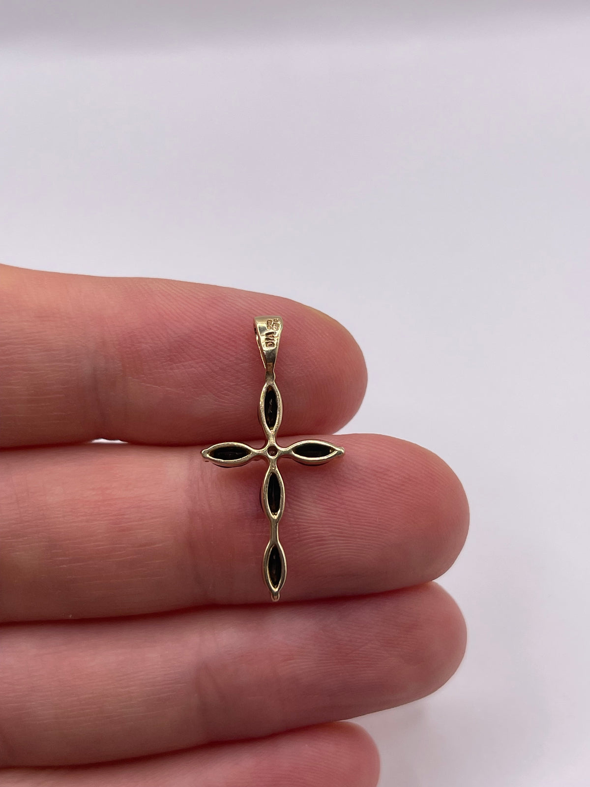 9ct gold sapphire and diamond cross pendant