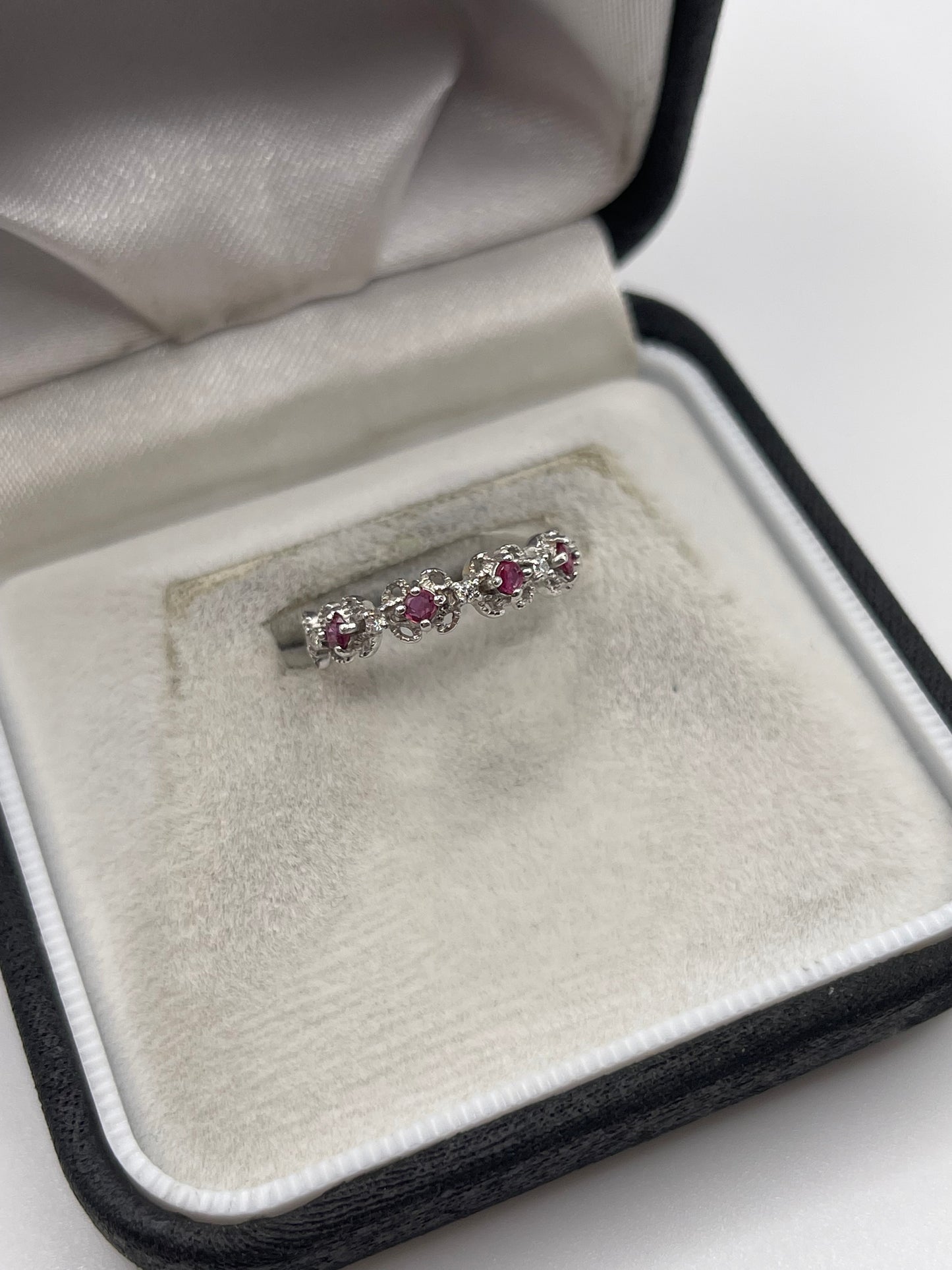 9ct two tone gold ruby and diamond ring