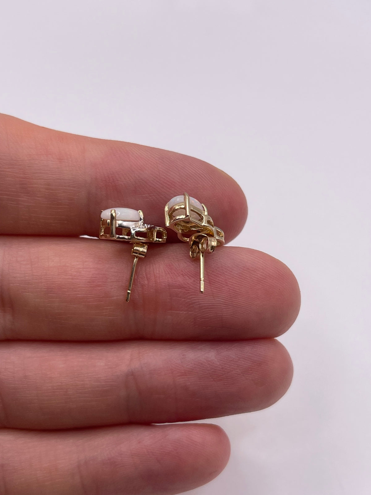 9ct gold opal and diamond earrings