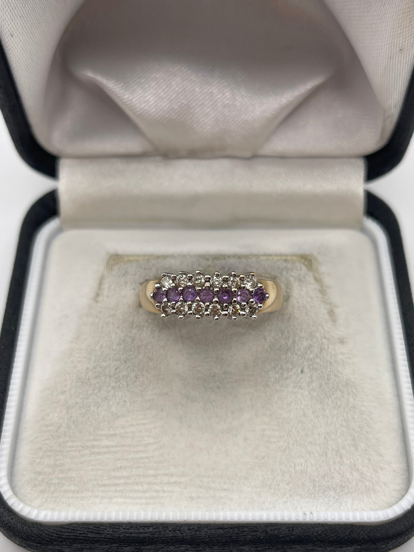 9ct gold amethyst and diamond ring