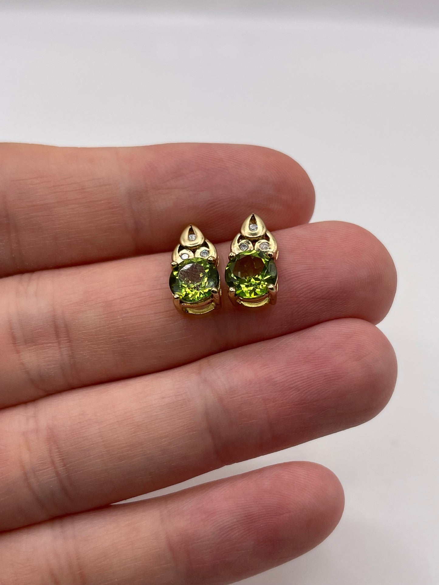 9ct gold peridot and diamond earrings