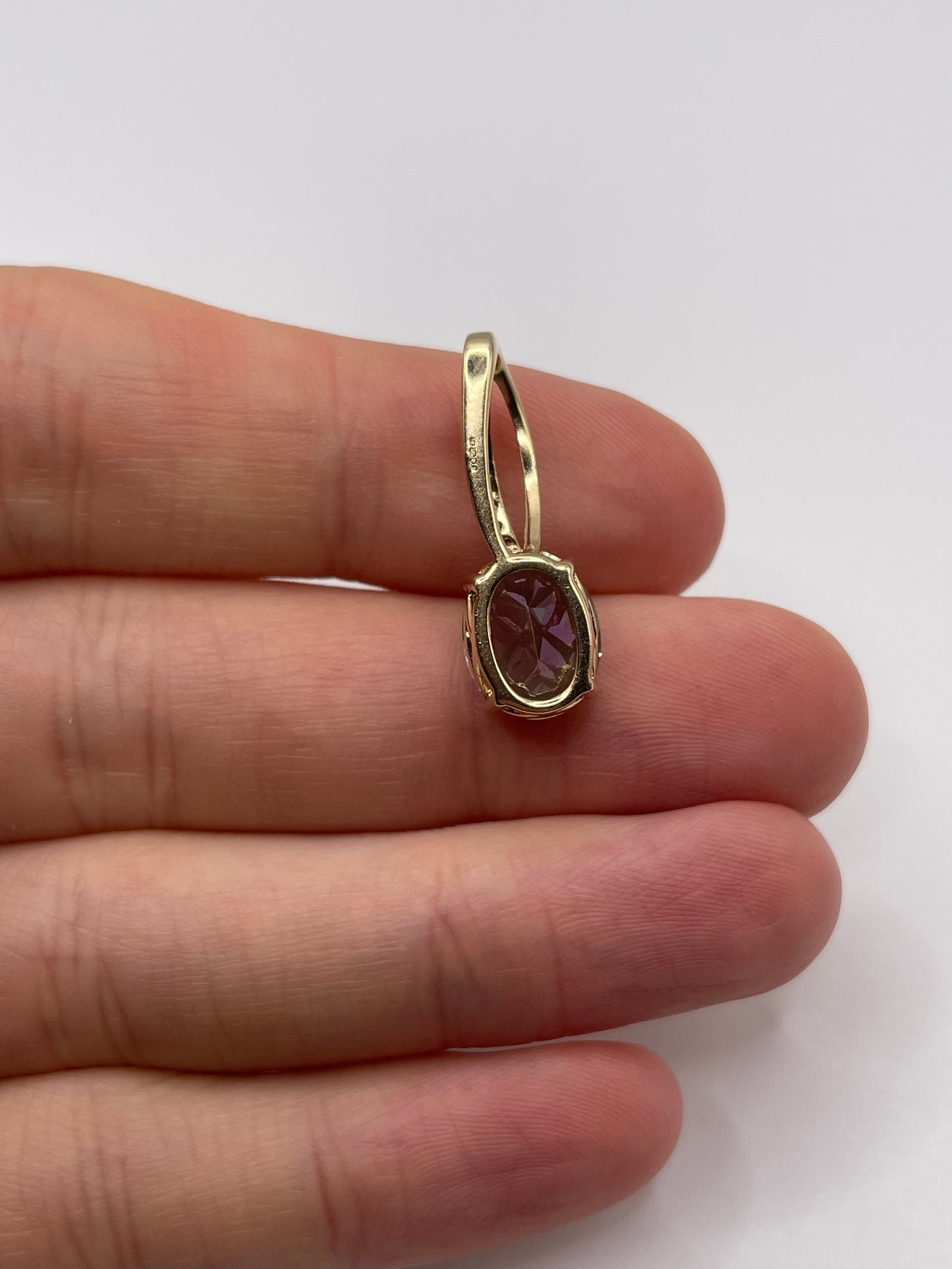 9ct gold mystic topaz and diamond pendant