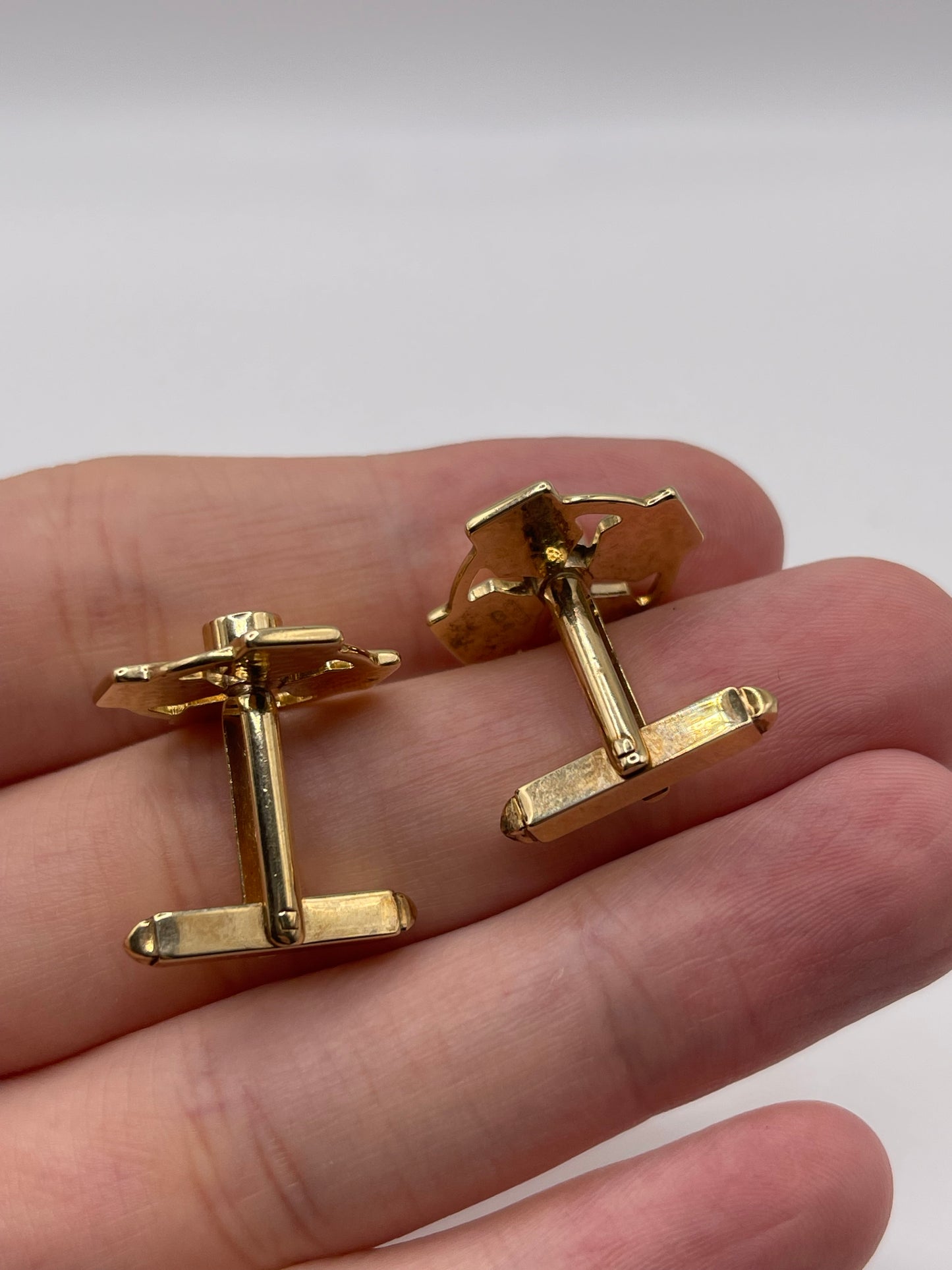 9ct gold emerald Celtic cross cufflinks