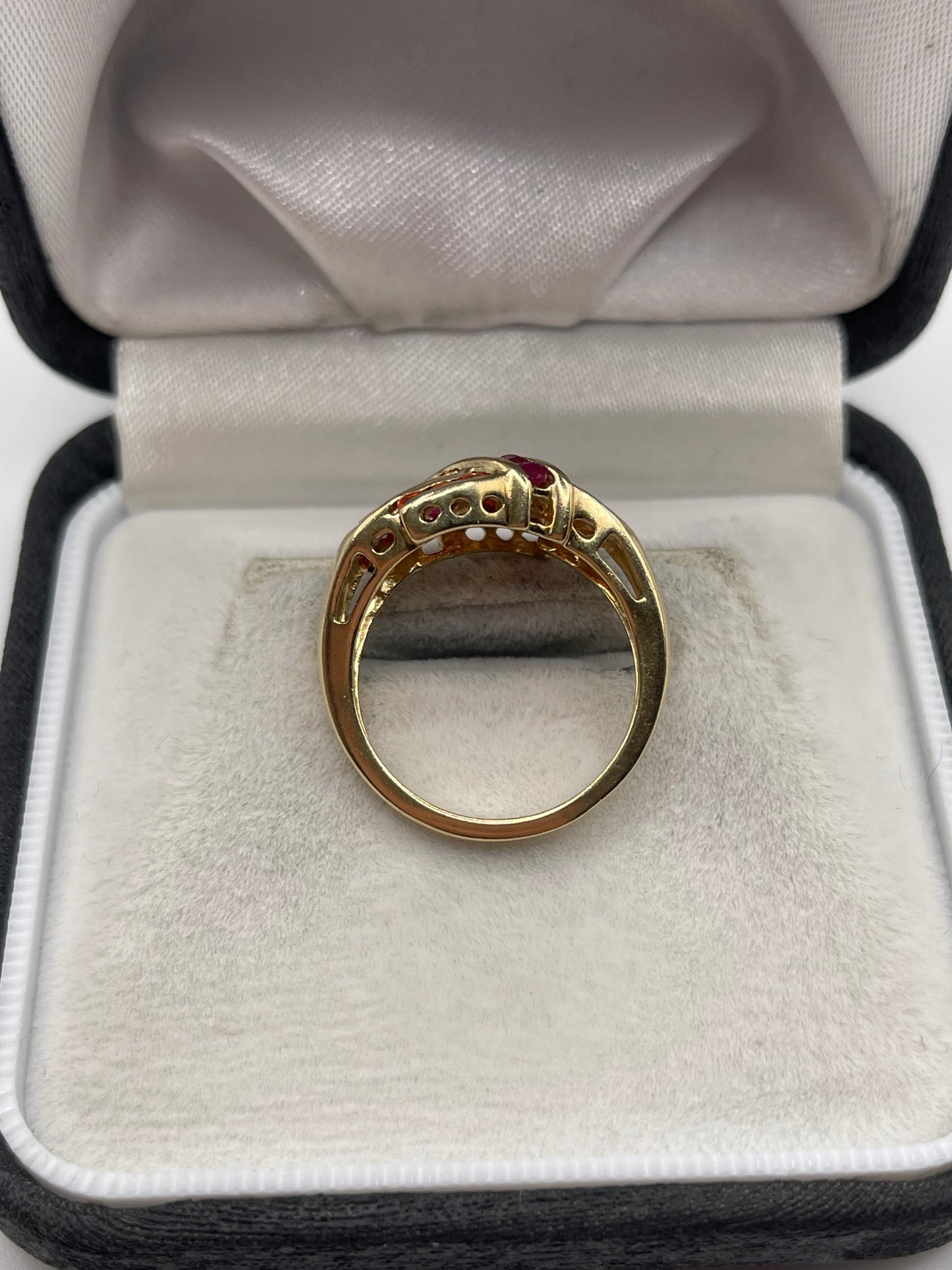 9ct gold ruby, fire opal and citrine ring