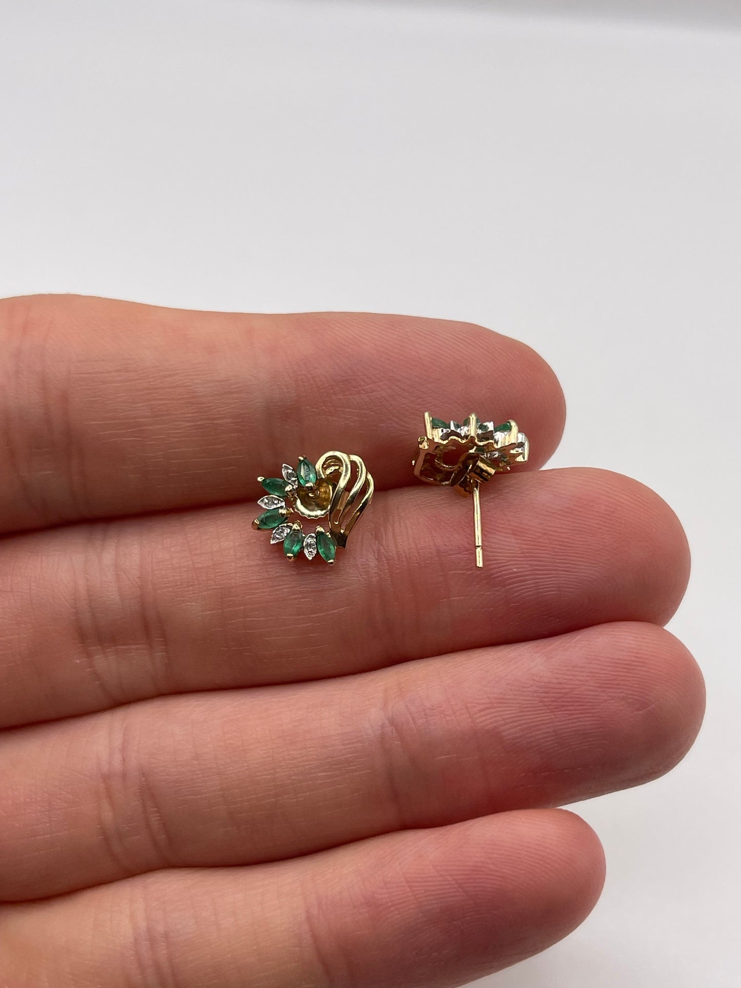 9ct gold emerald and diamond earrings