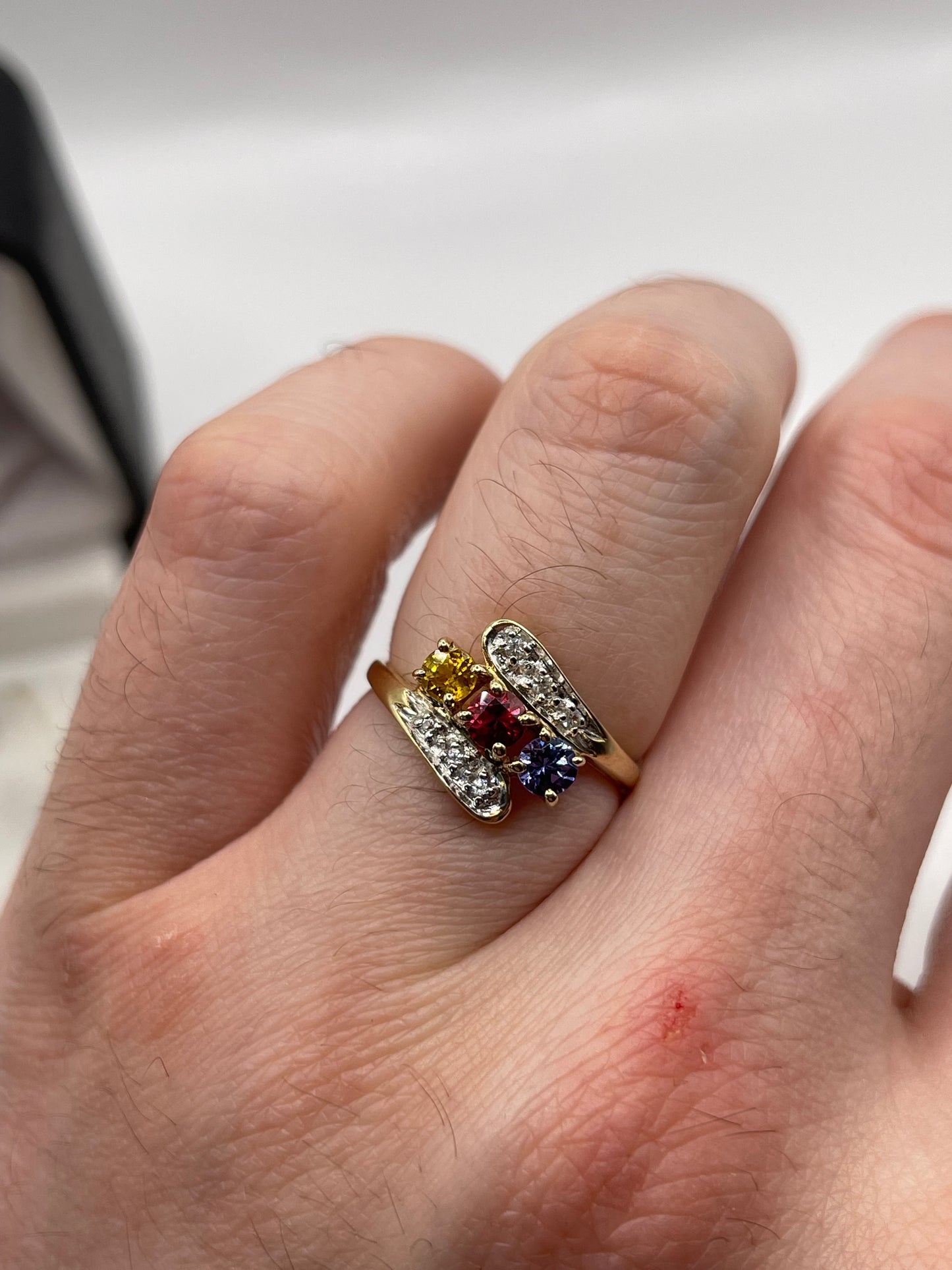 9ct gold multi-gem and zircon ring