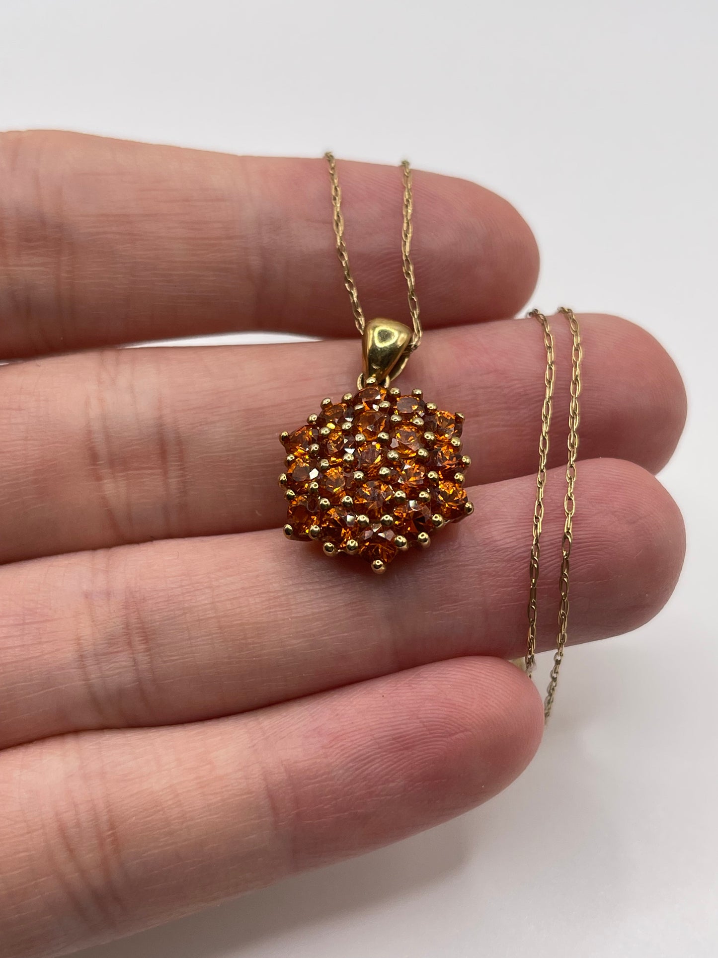9ct gold citrine cluster necklace
