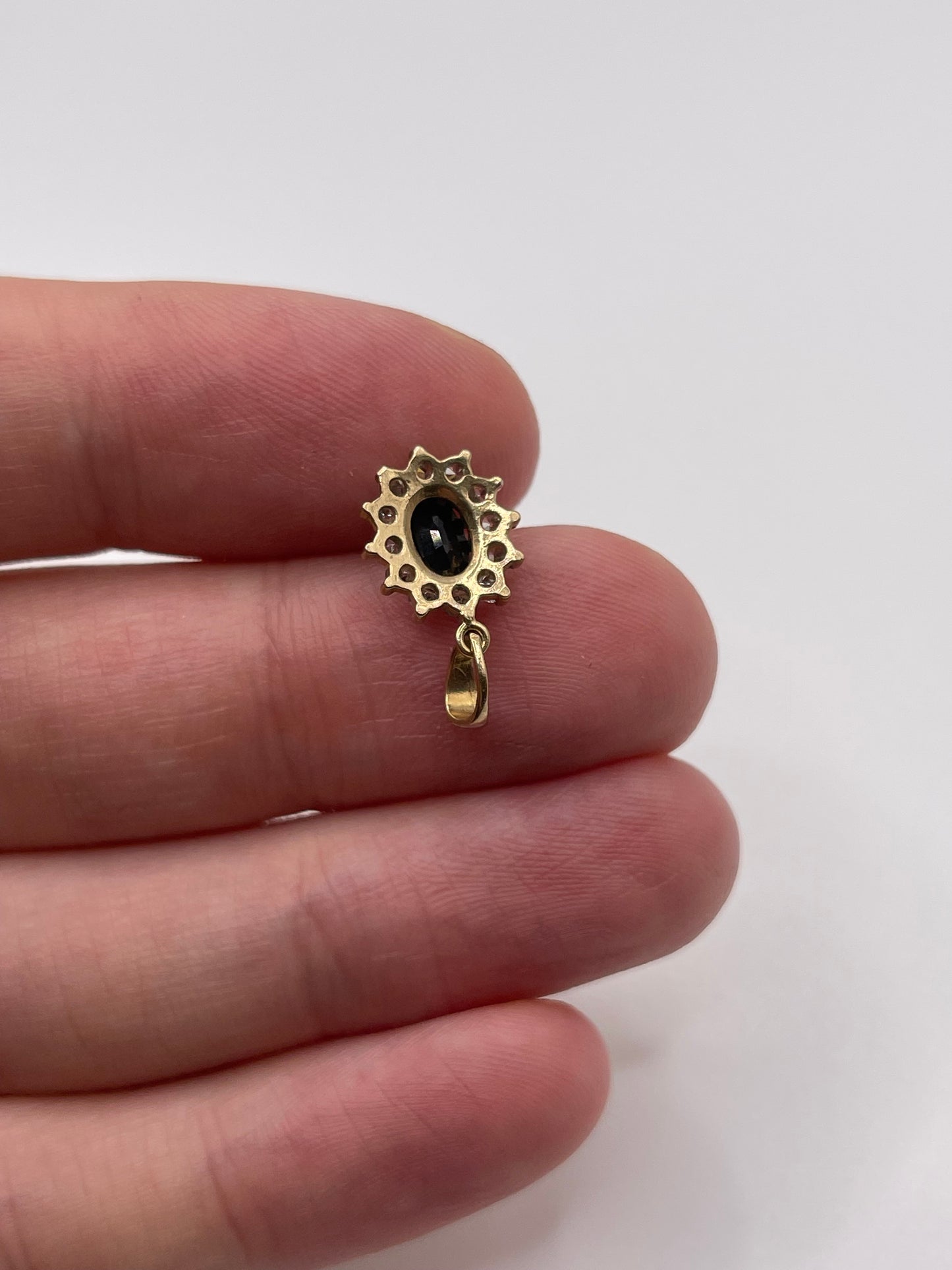 9ct gold sapphire and cz pendant