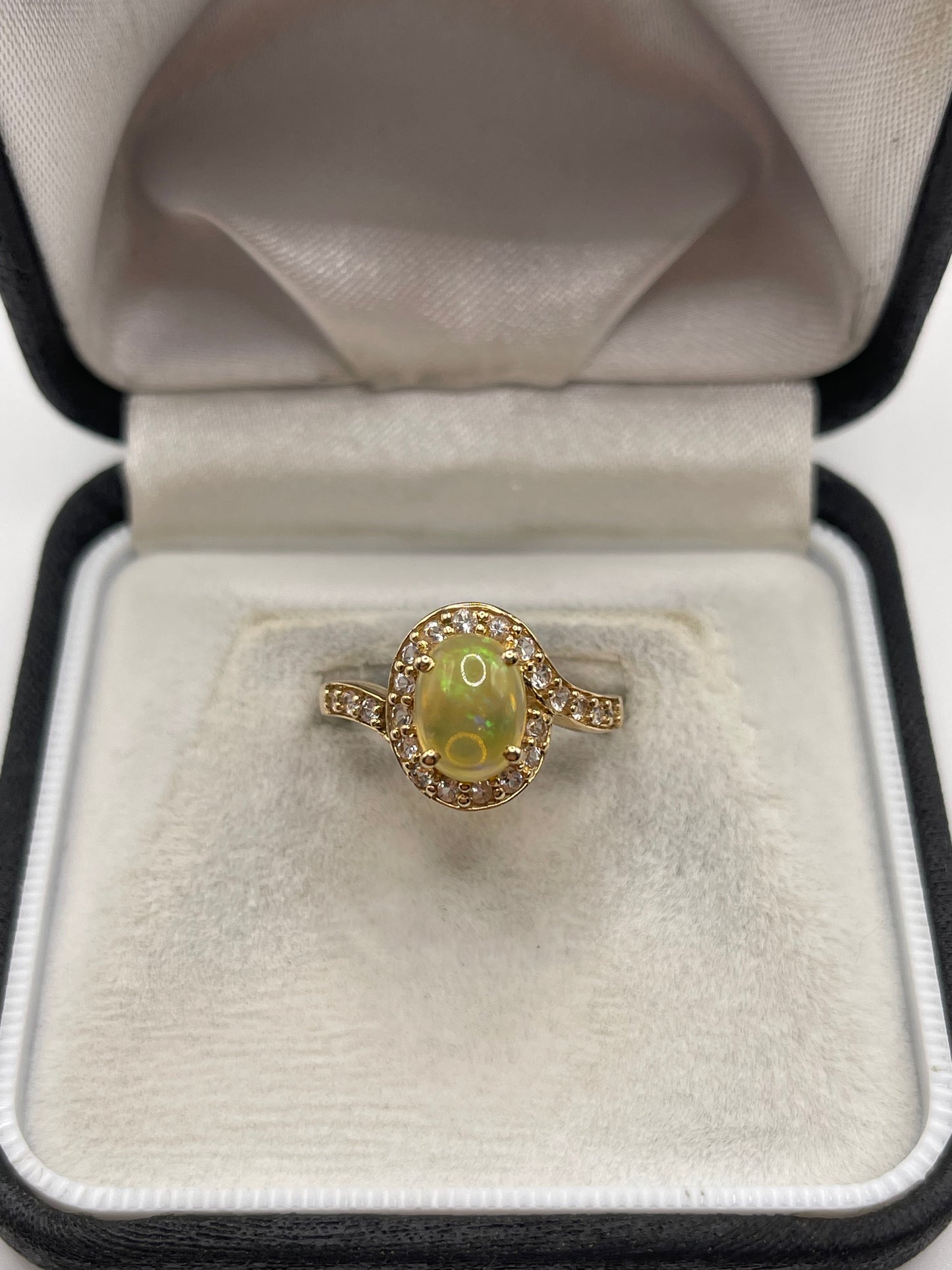 9ct gold opal and zircon ring