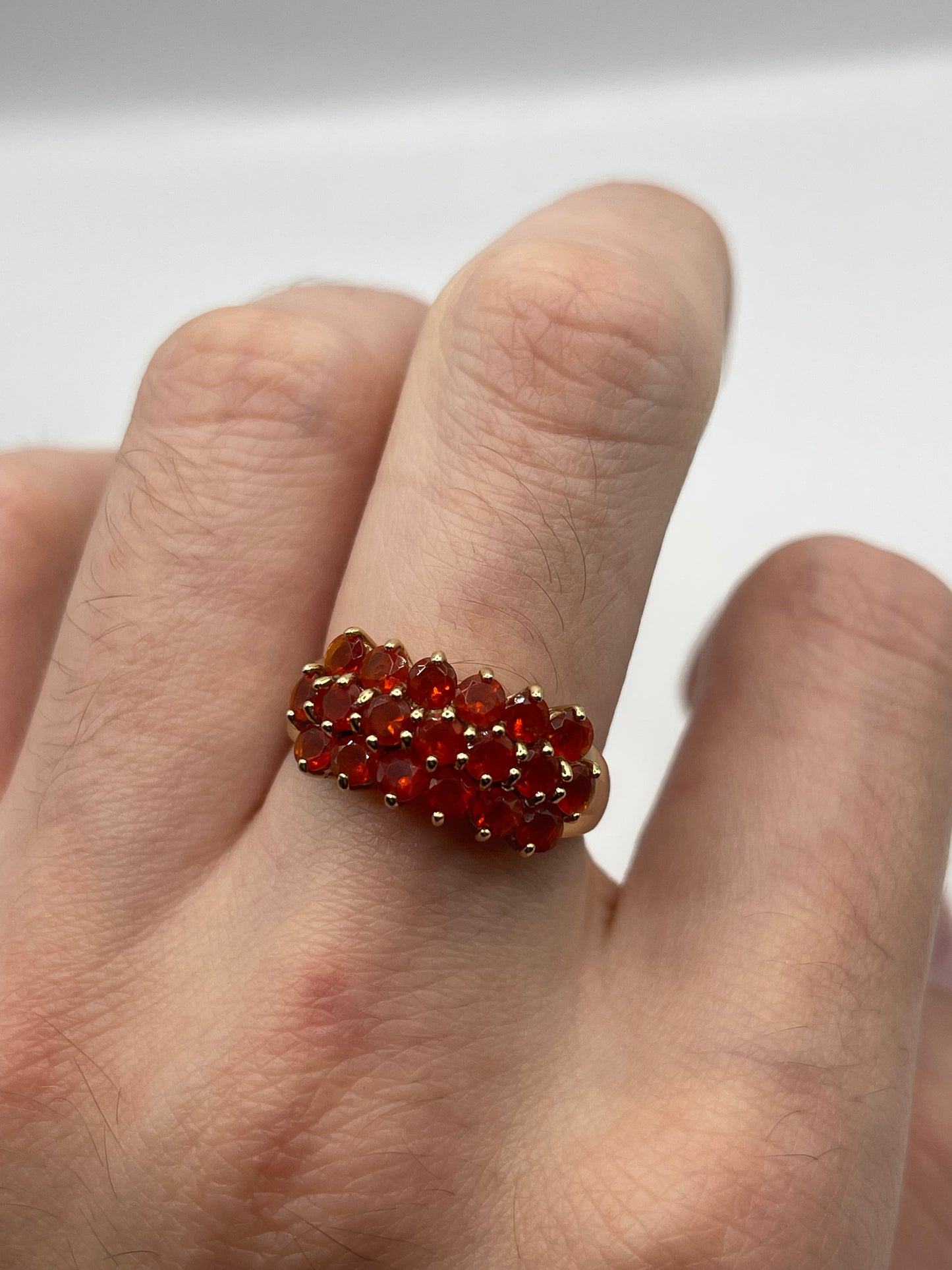 9ct gold fire opal cluster ring