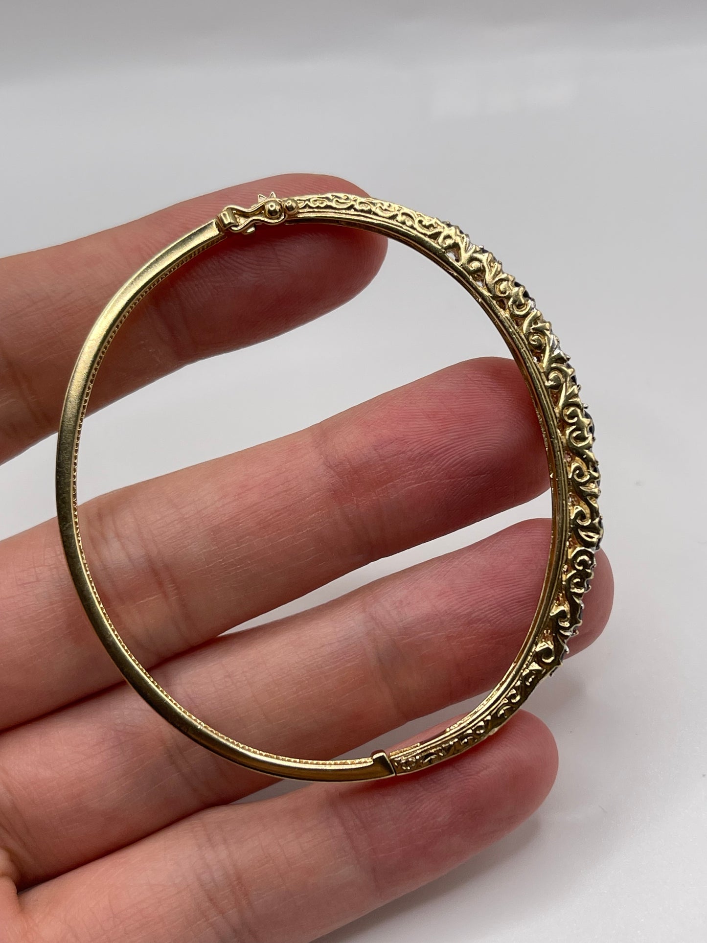 9ct gold sapphire and diamond bangle