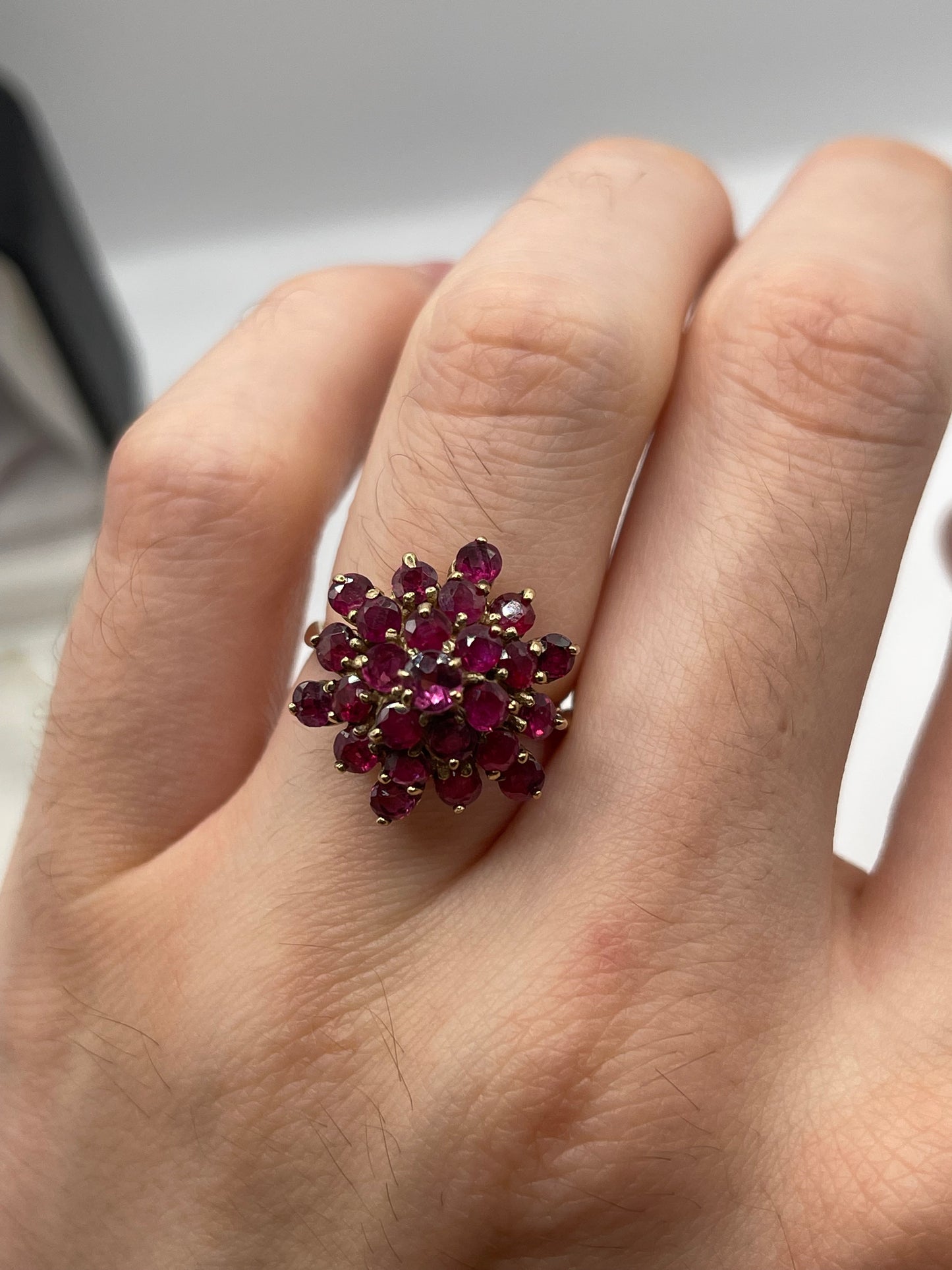 9ct gold ruby cluster ring