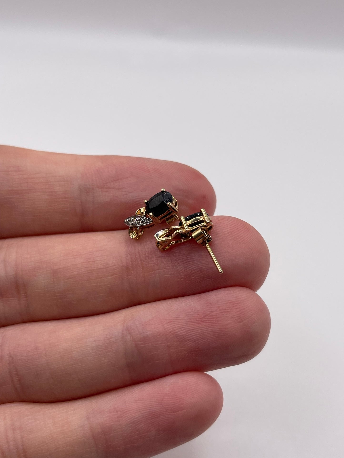 9ct gold sapphire and diamond earrings