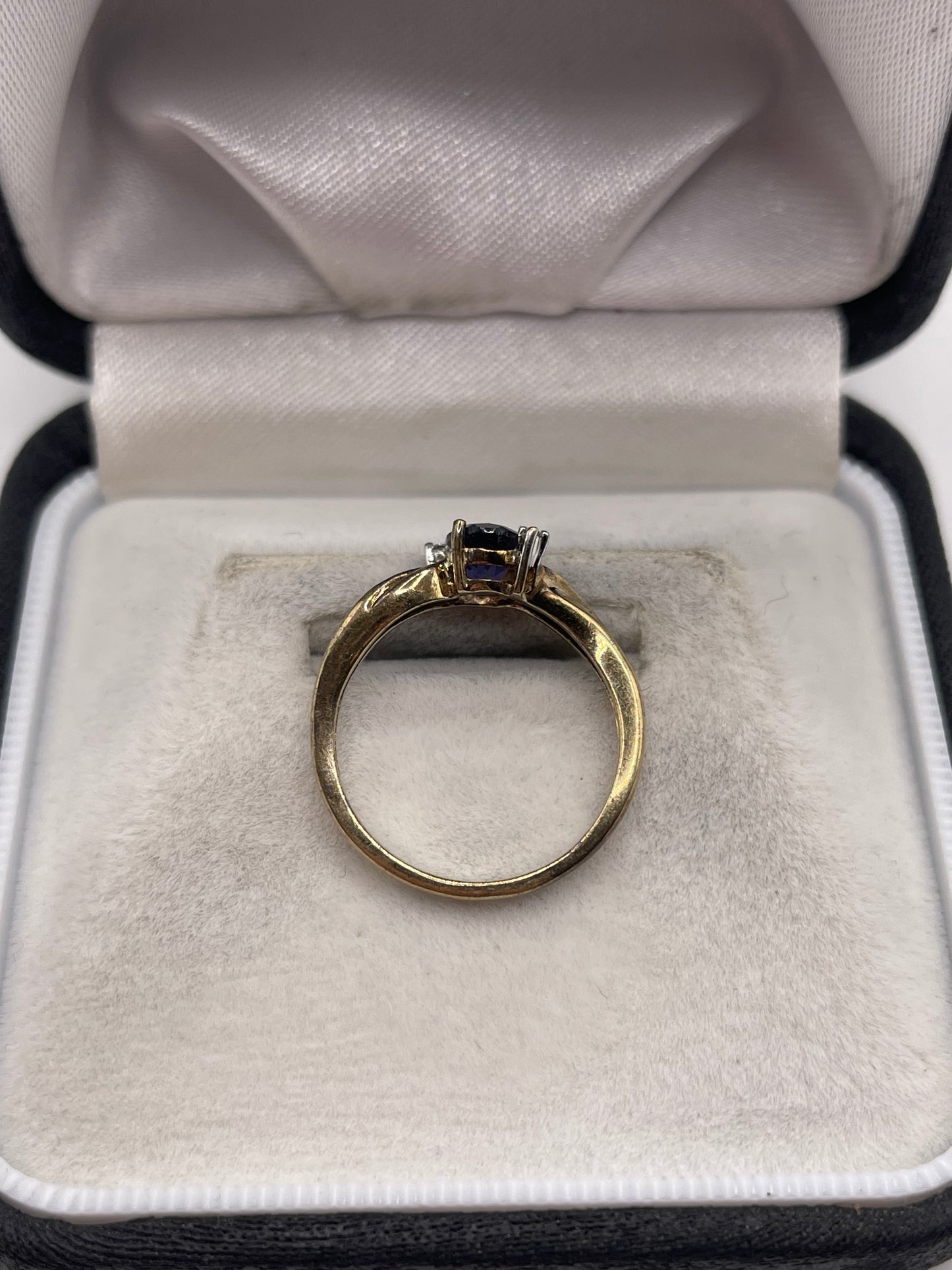 9ct gold iolite and diamond ring