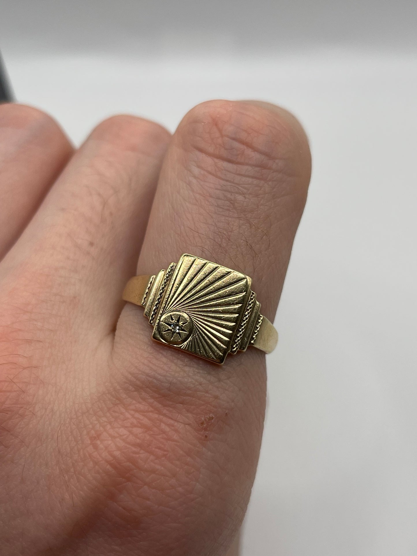 9ct gold diamond signet ring