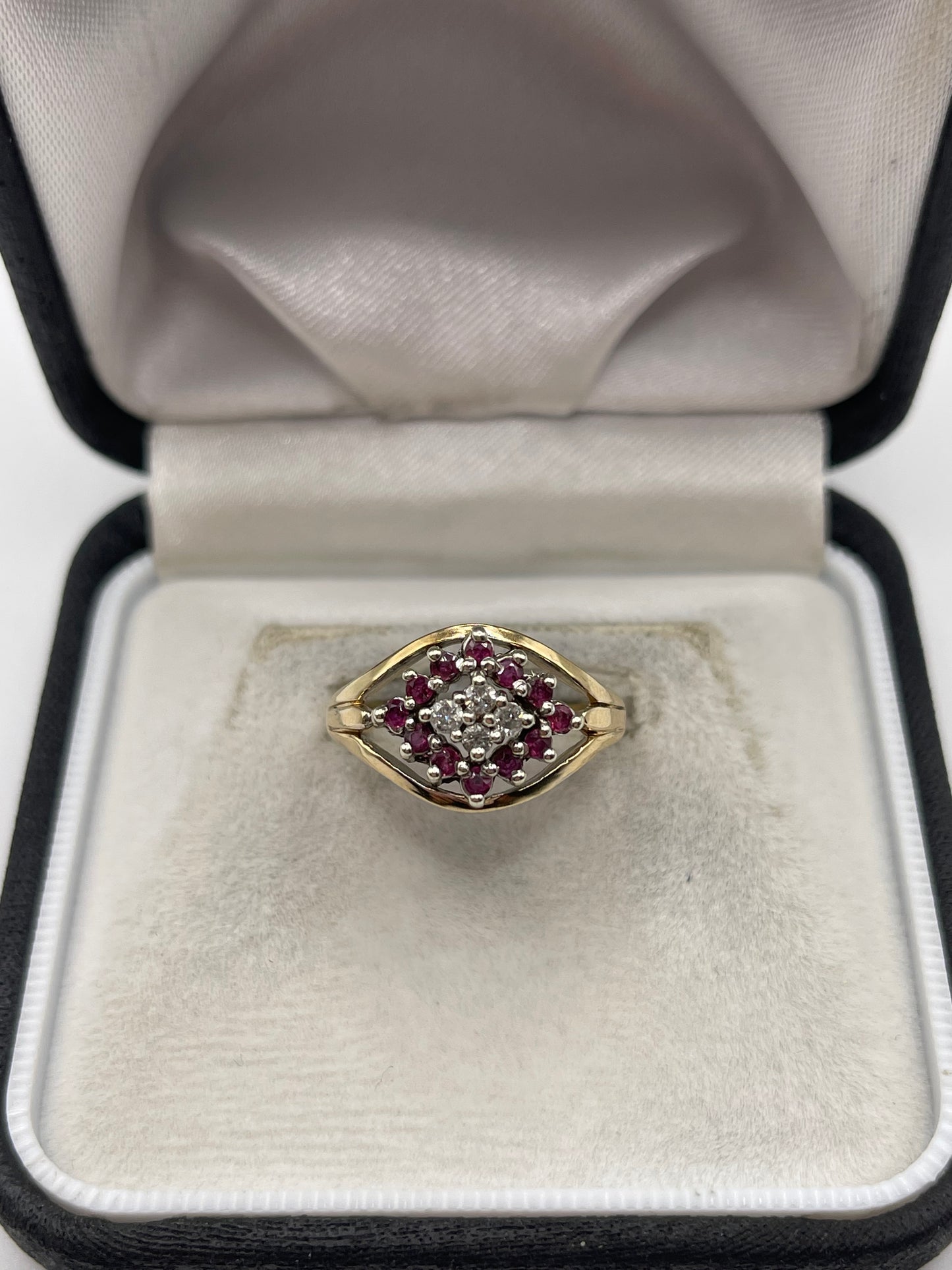 9ct gold ruby and diamond ring