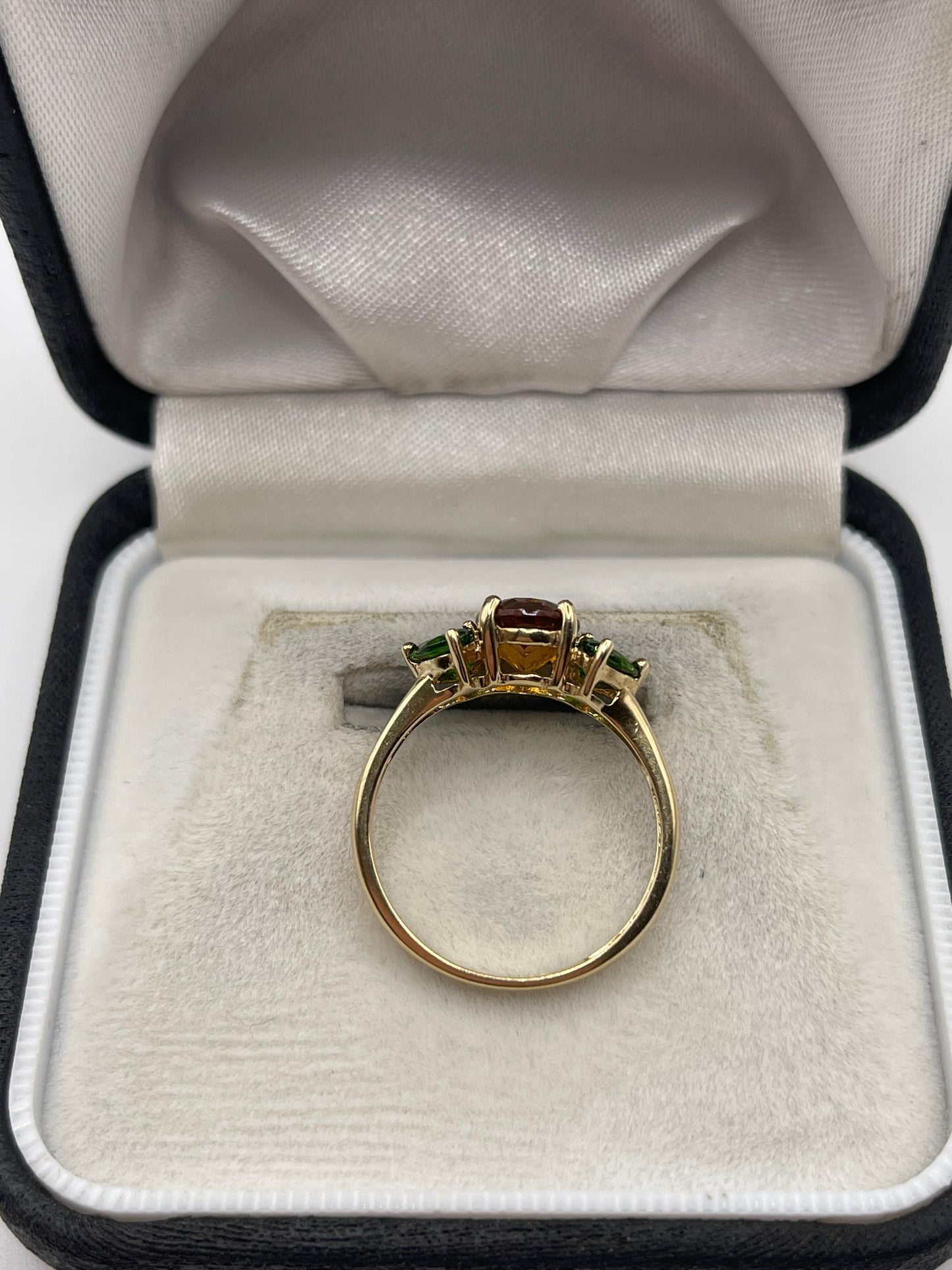 9ct gold citrine and diopside ring