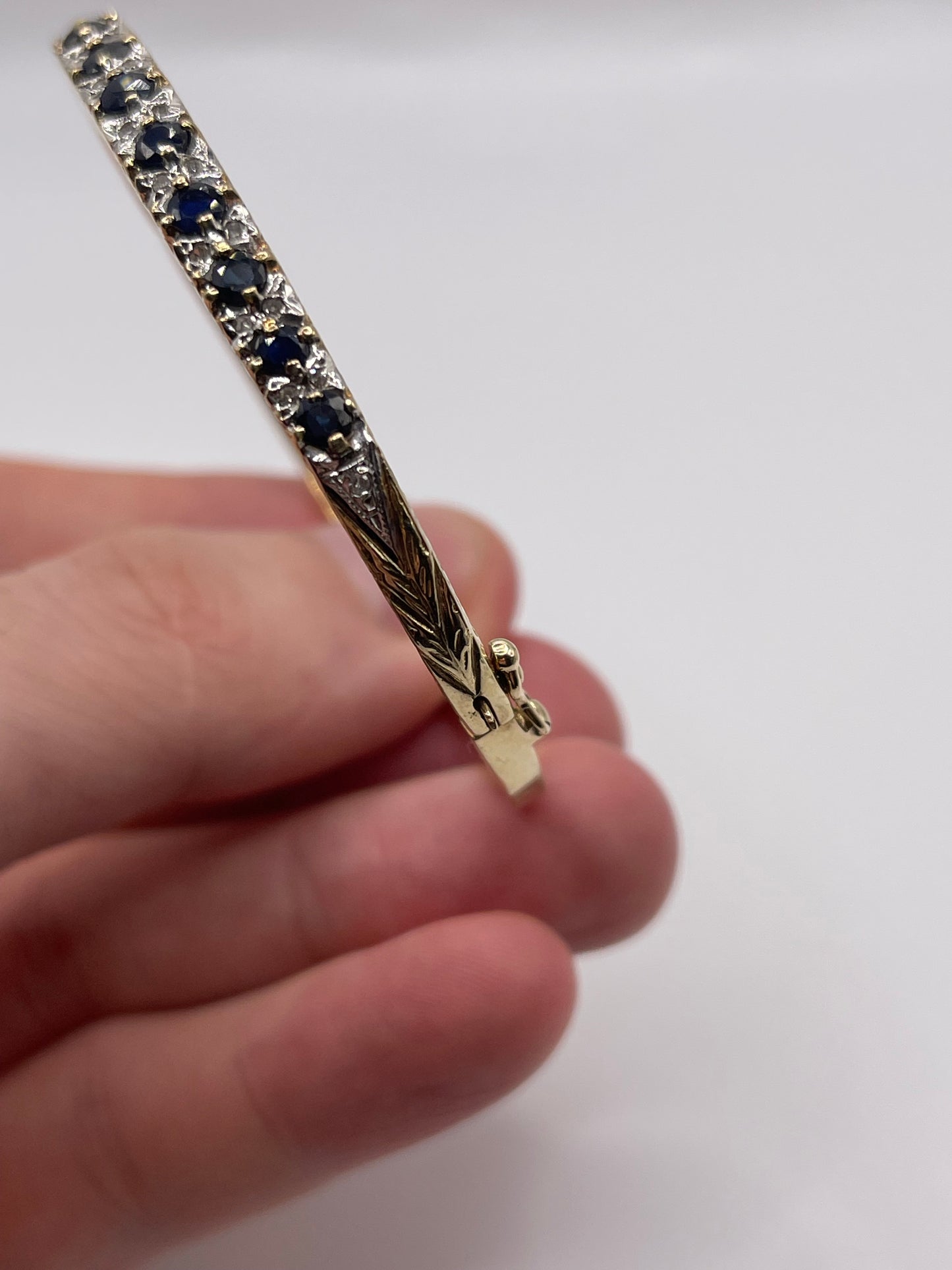 9ct gold sapphire and diamond bangle
