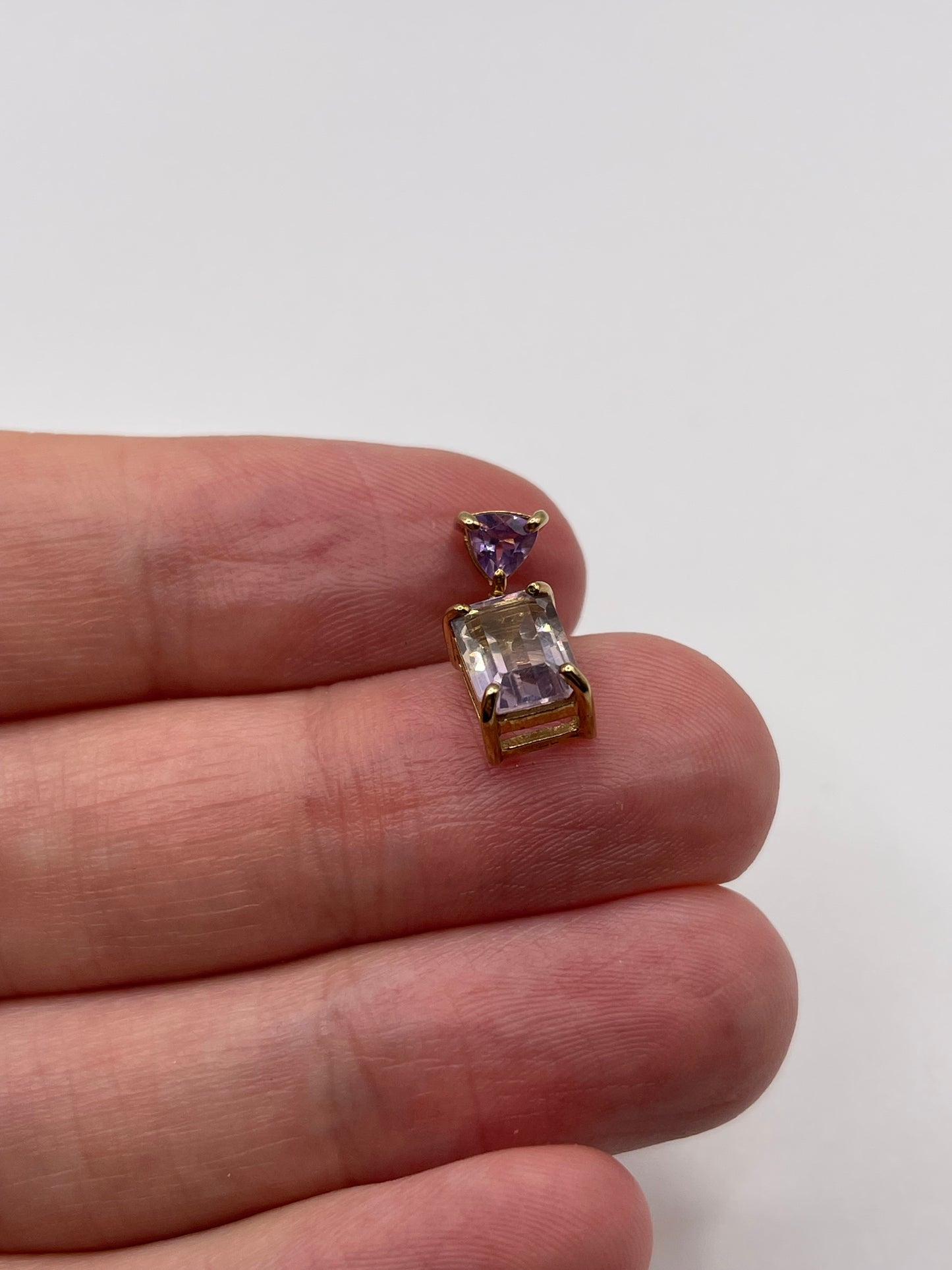 9ct gold ametrine and amethyst pendant