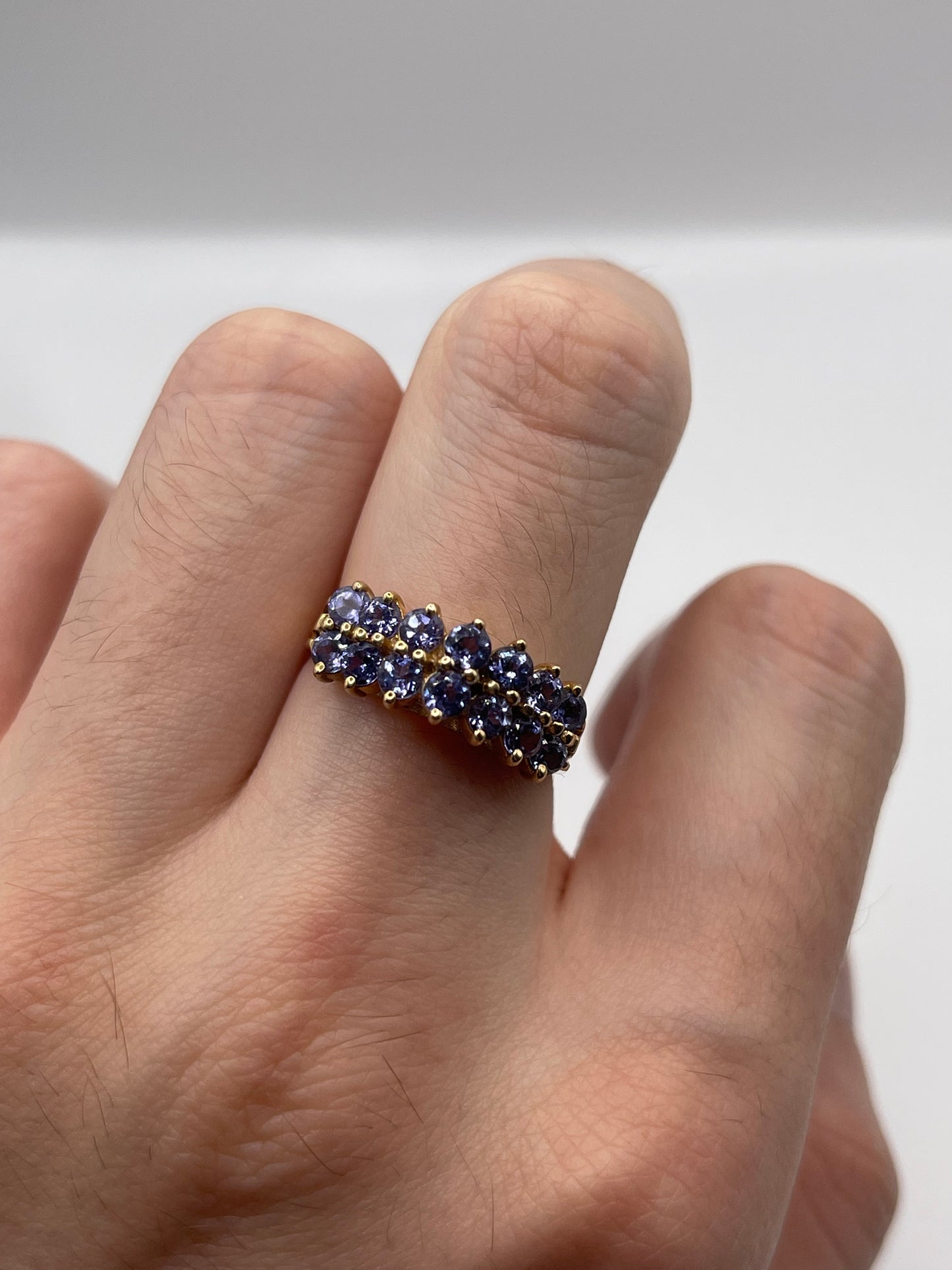 9ct gold tanzanite cluster ring