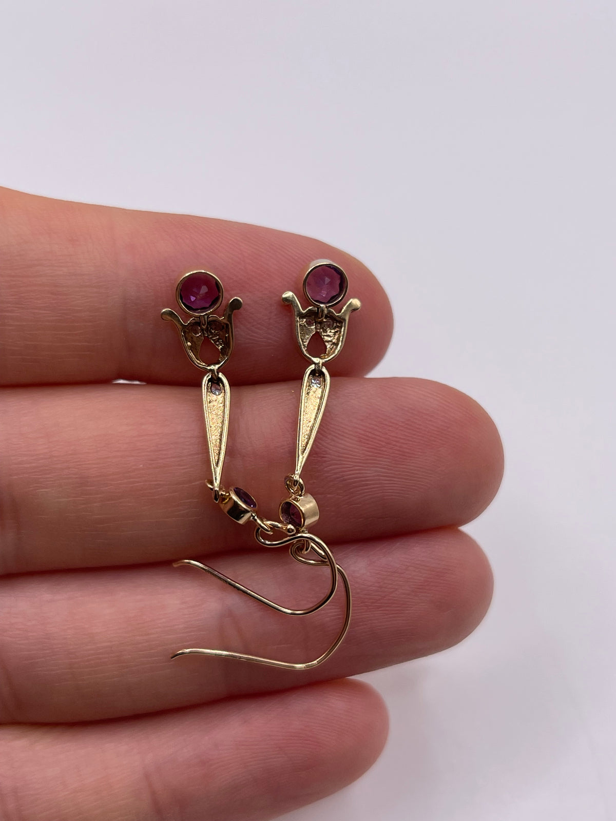 9ct gold amethyst and diamond earrings
