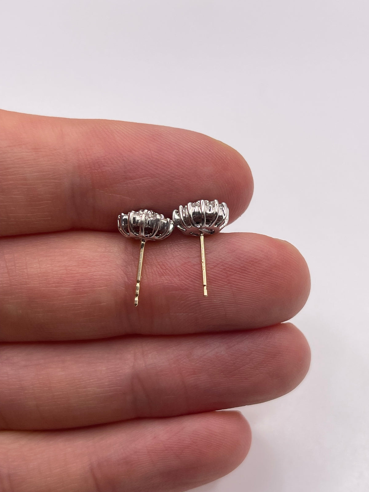 9ct gold diamond cluster earrings