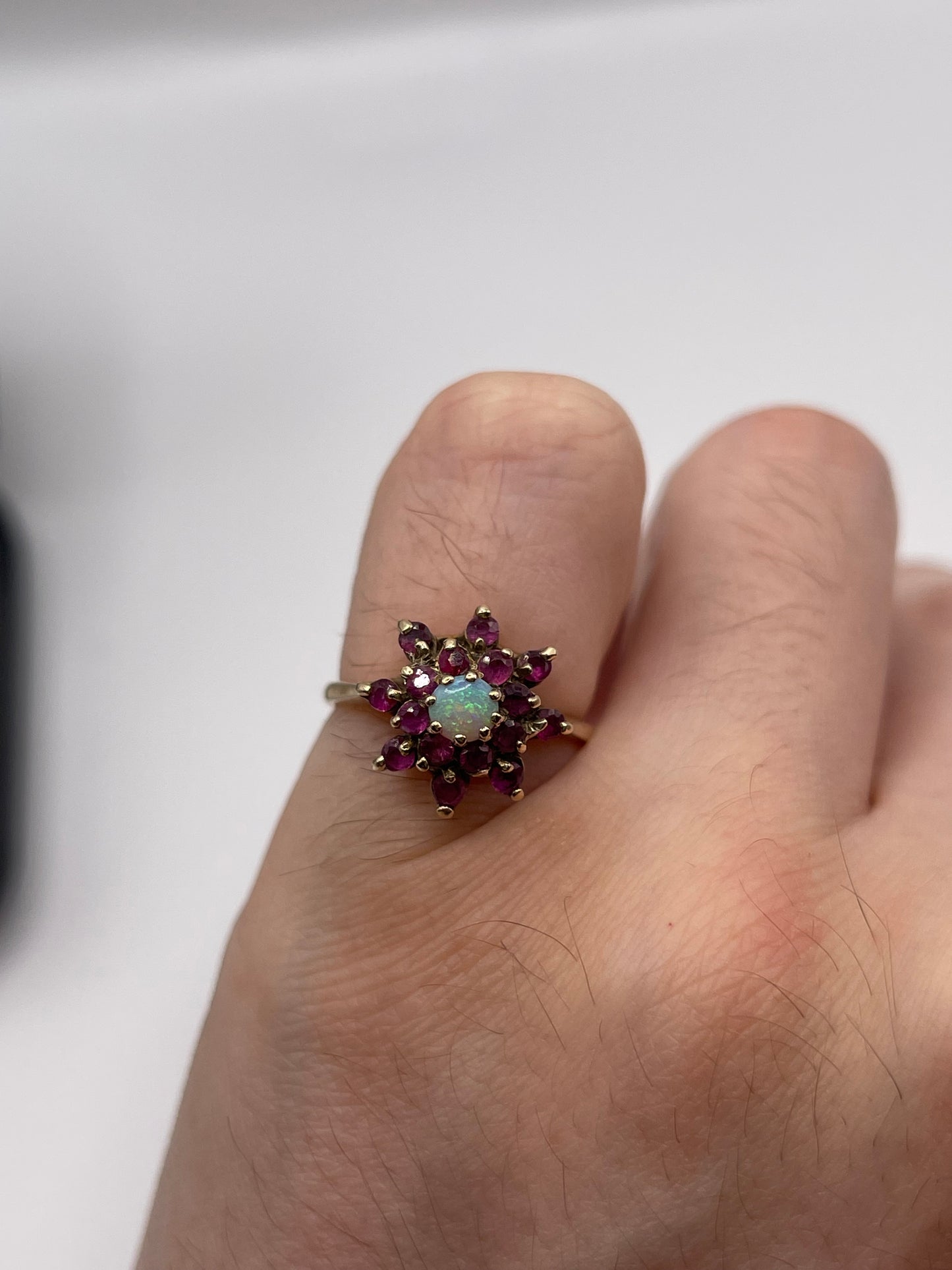 9ct gold ruby and opal ring