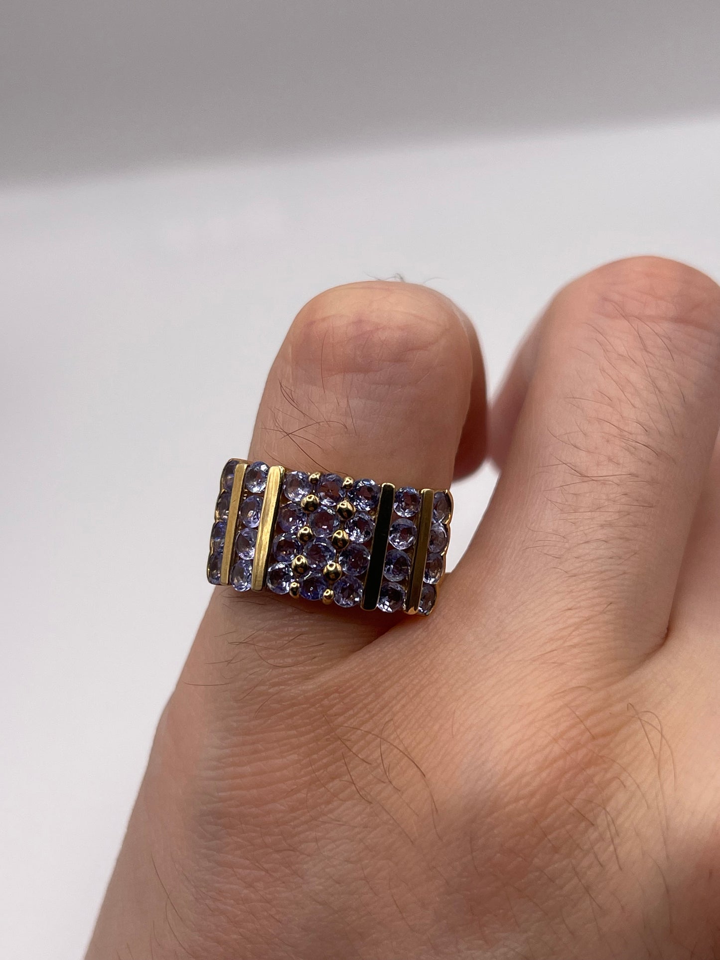 9ct gold tanzanite cluster ring