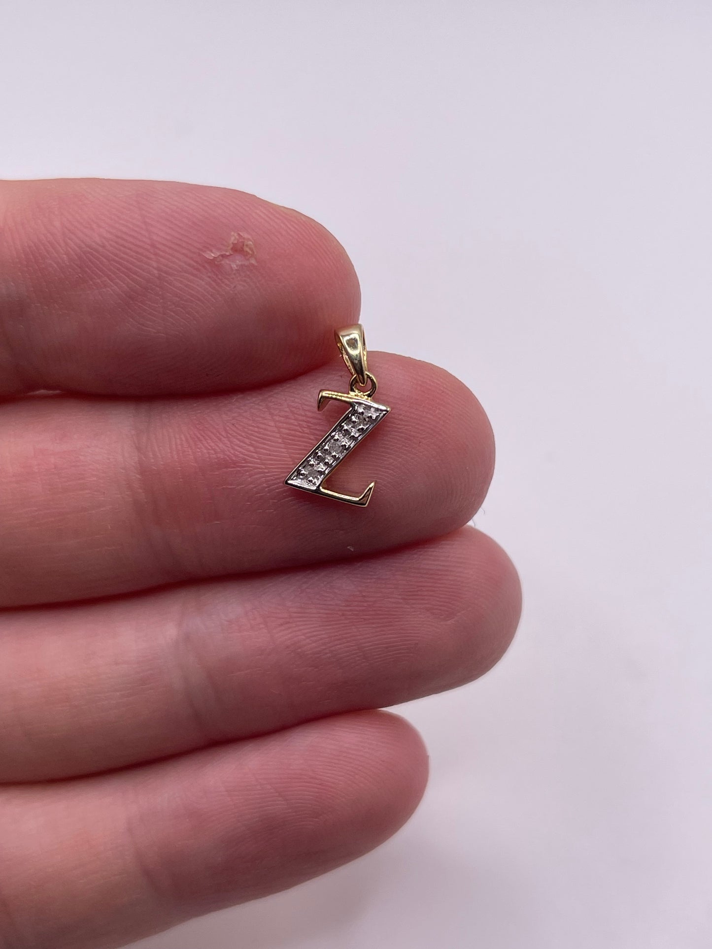 9ct gold diamond initial Z charm