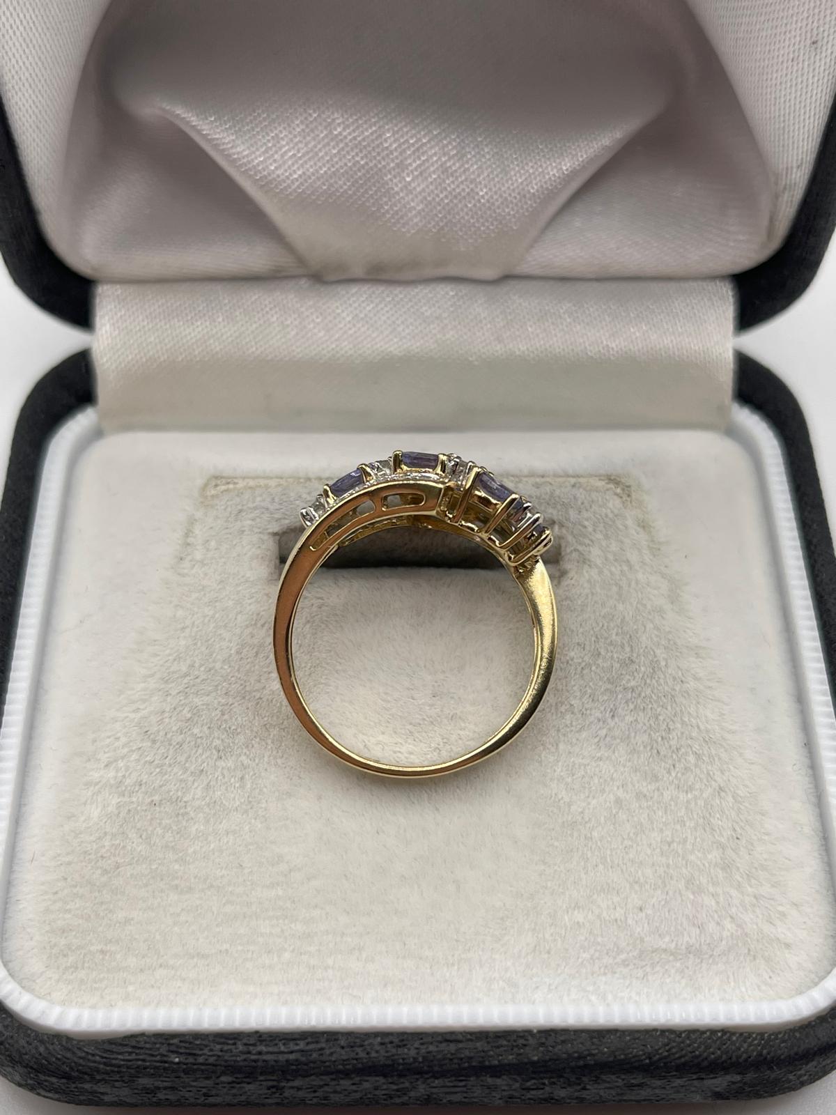 9ct gold tanzanite and diamond ring