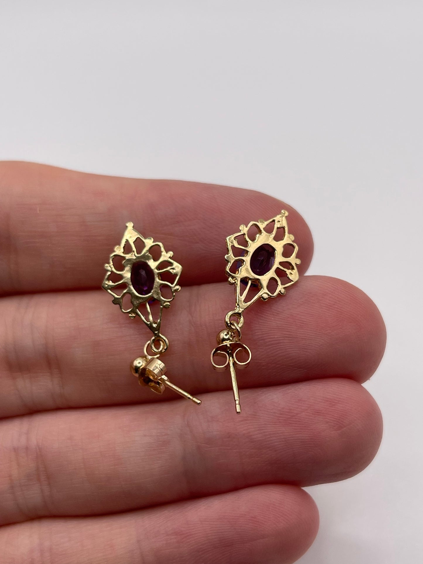9ct gold amethyst earrings