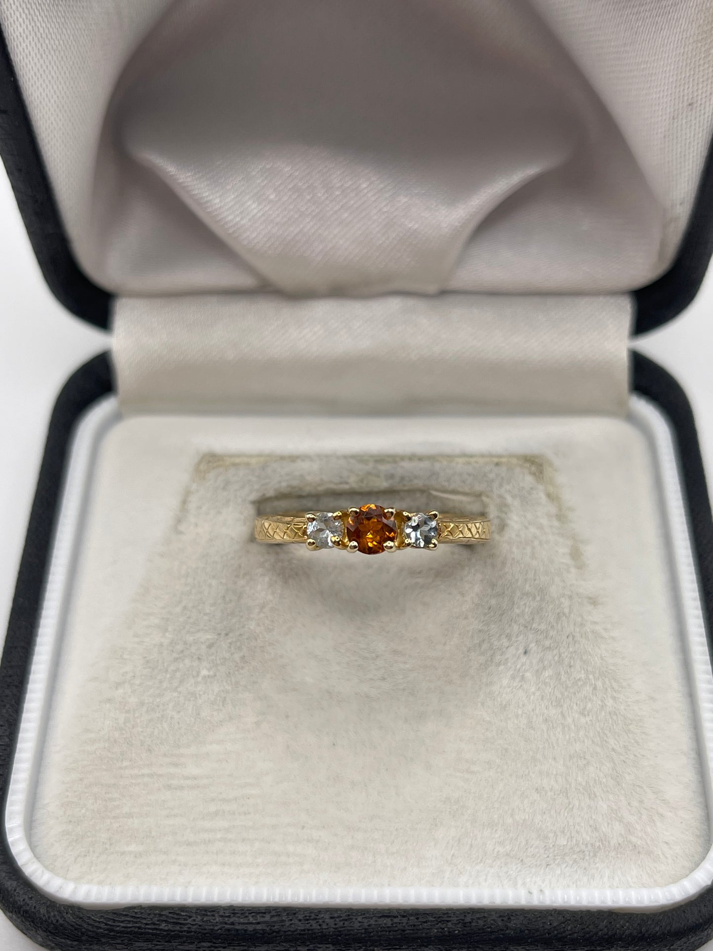 9ct gold citrine and topaz ring