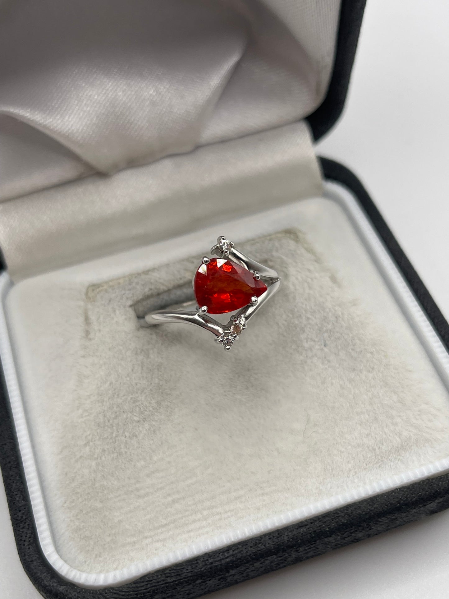 9ct white gold orange sapphire and zircon ring