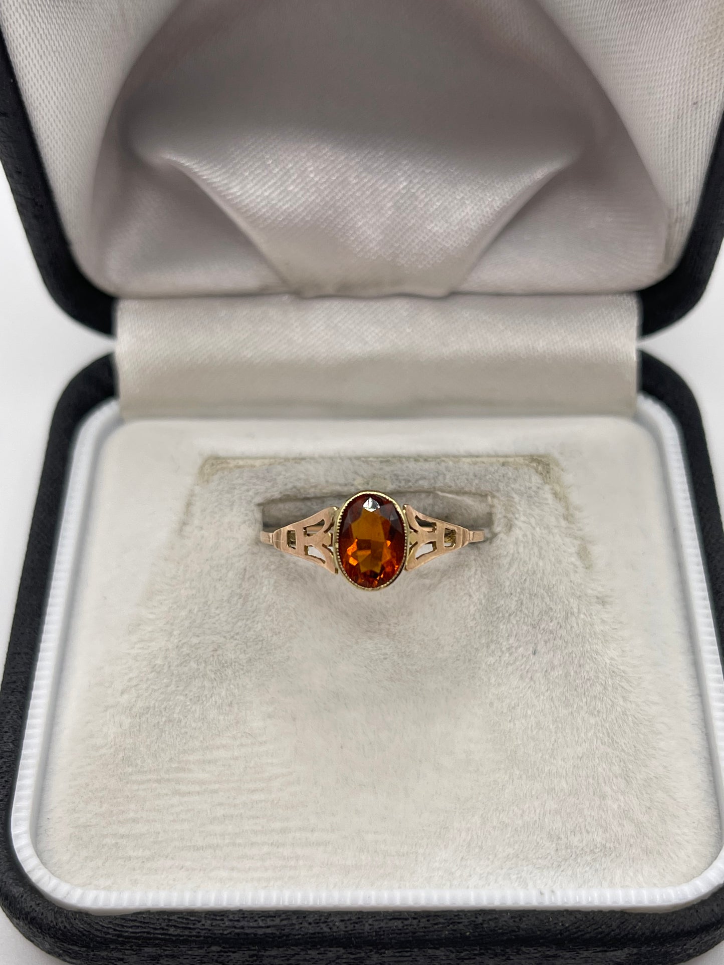 9ct rose gold citrine paste ring