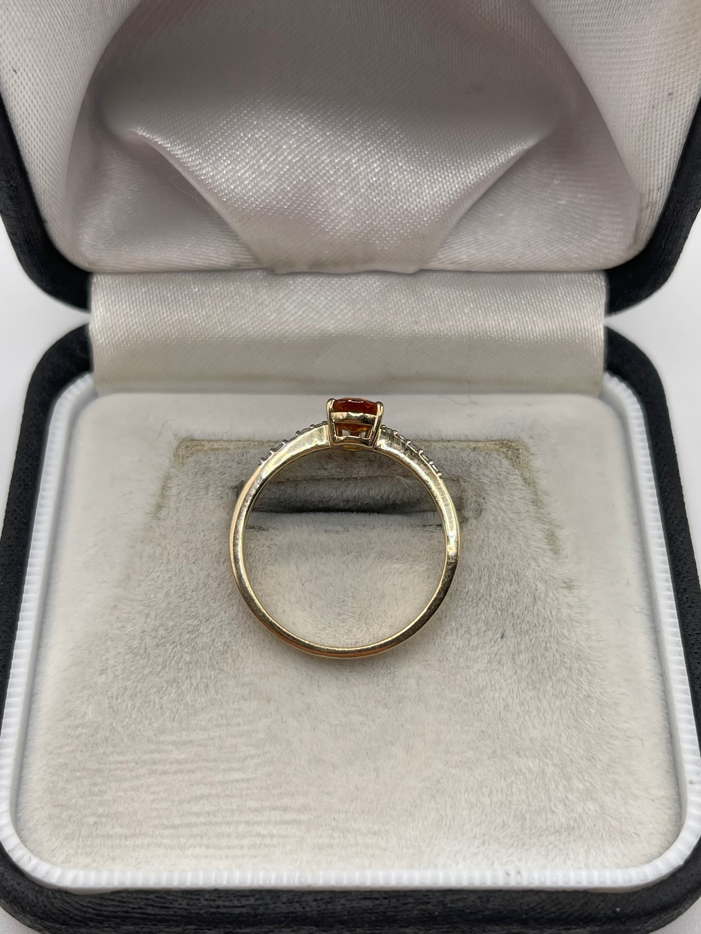 9ct gold orange sapphire and zircon ring