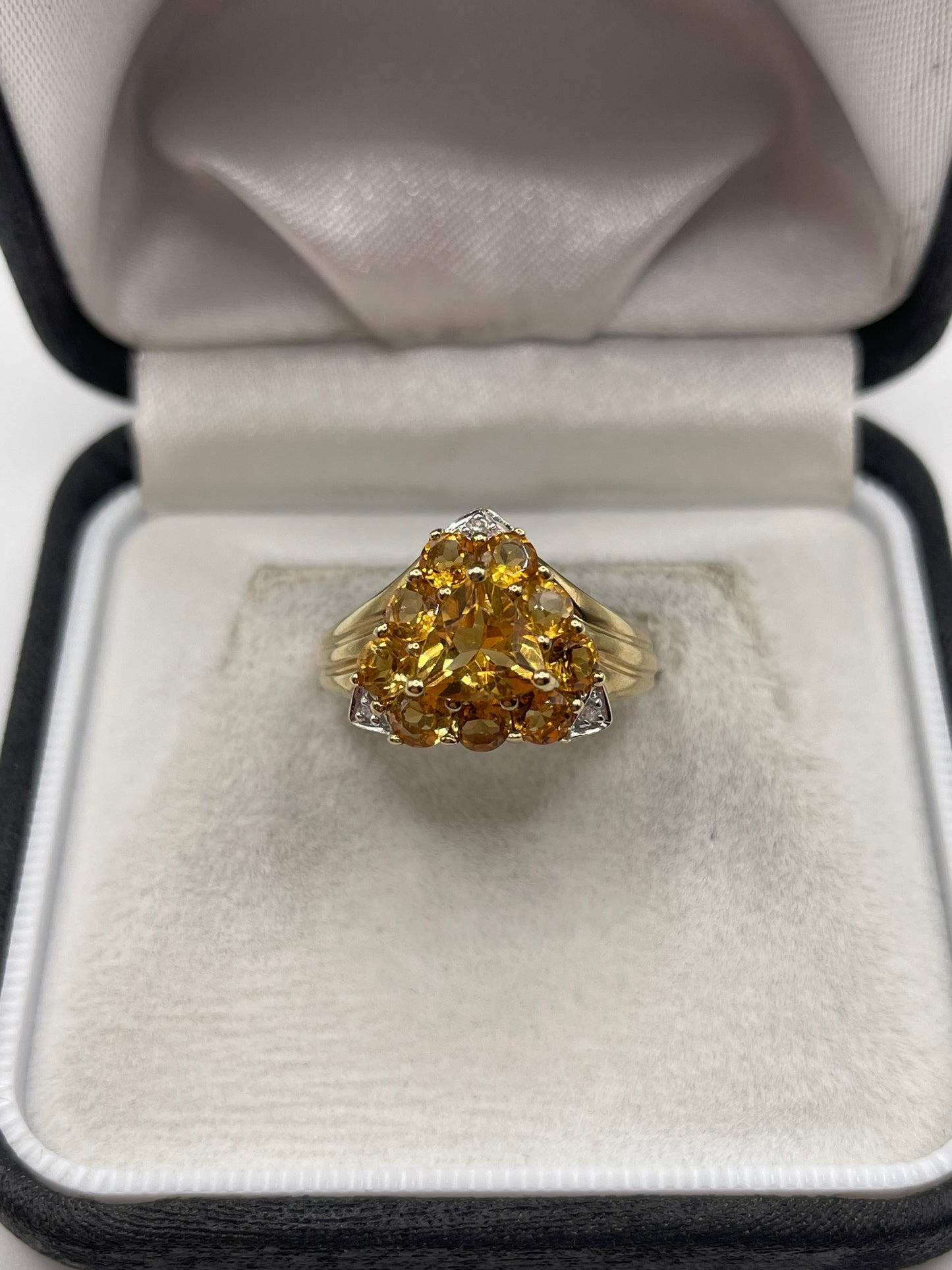 9ct gold citrine and diamond ring