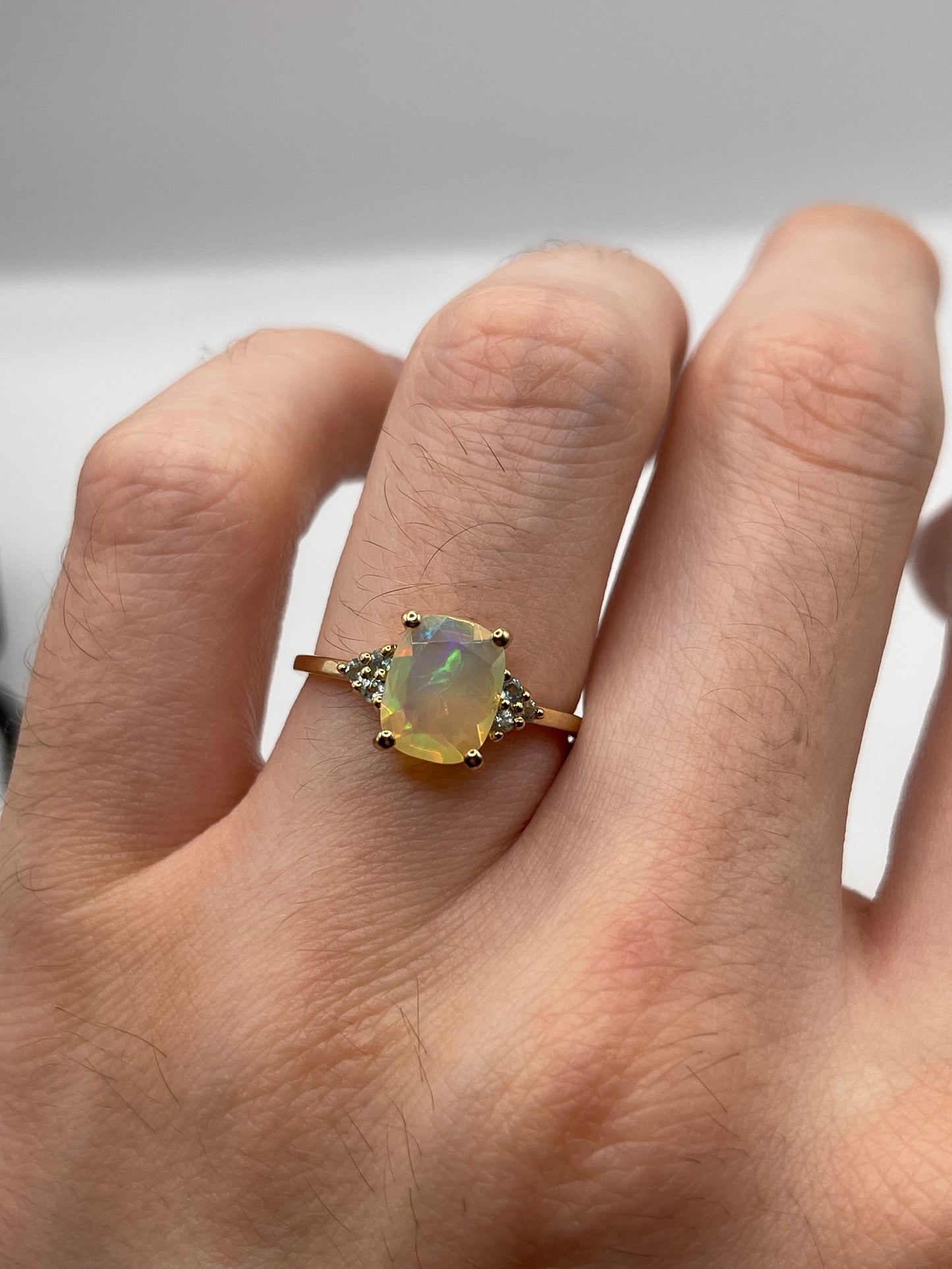9ct gold opal and alexandrite ring